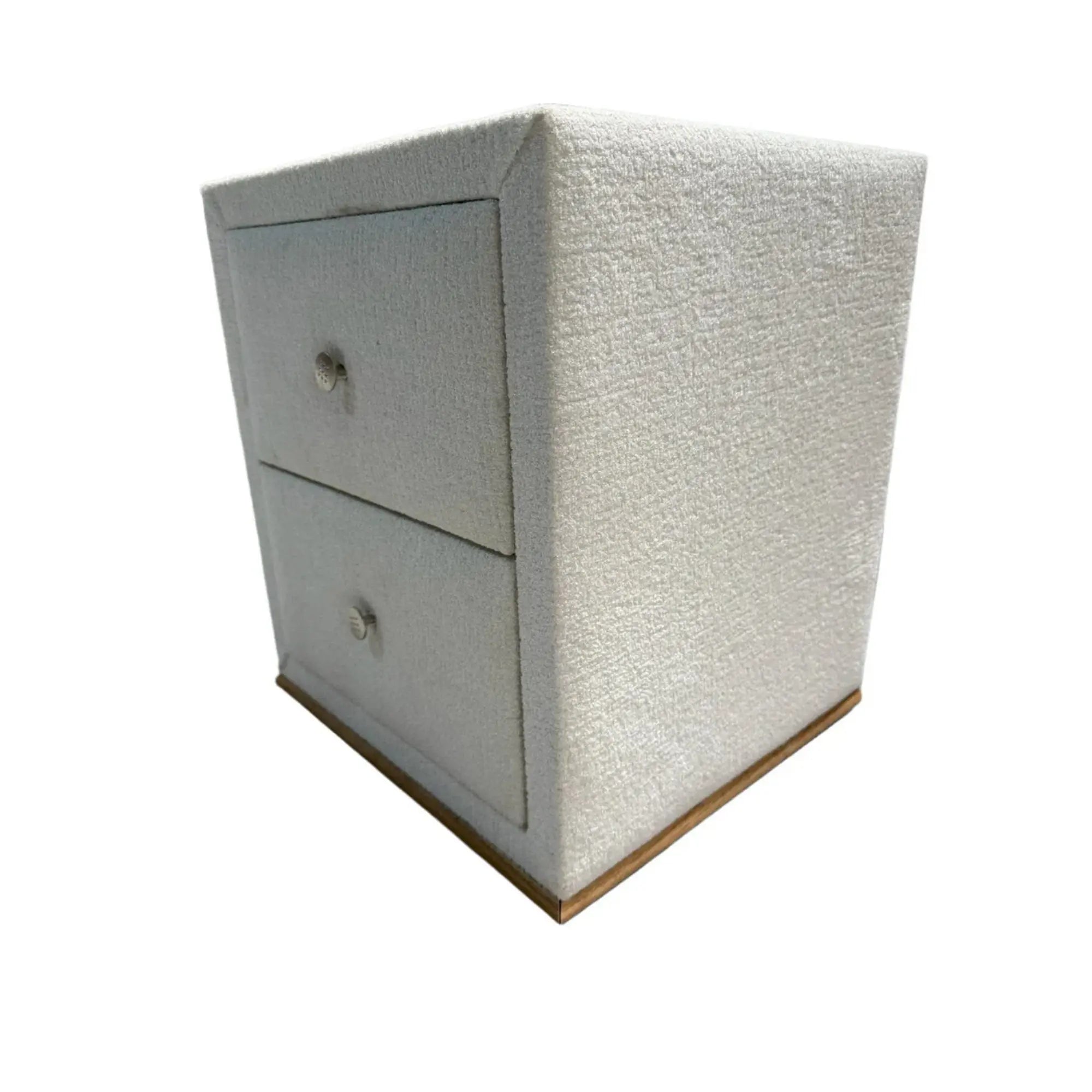 Noptiera VOLO, stofa buclata alb - Artemis 7342, 45x41x50 cm