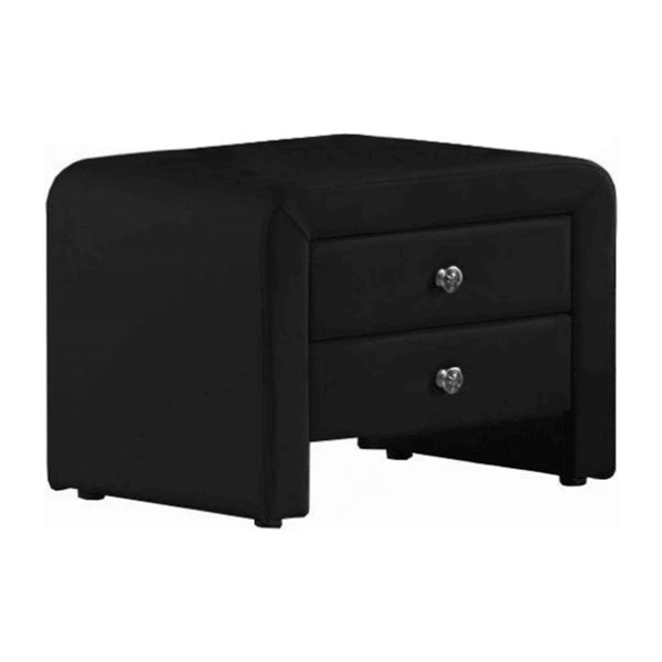 Noptiera WILSON, negru, piele ecologica, 50x38x37 cm