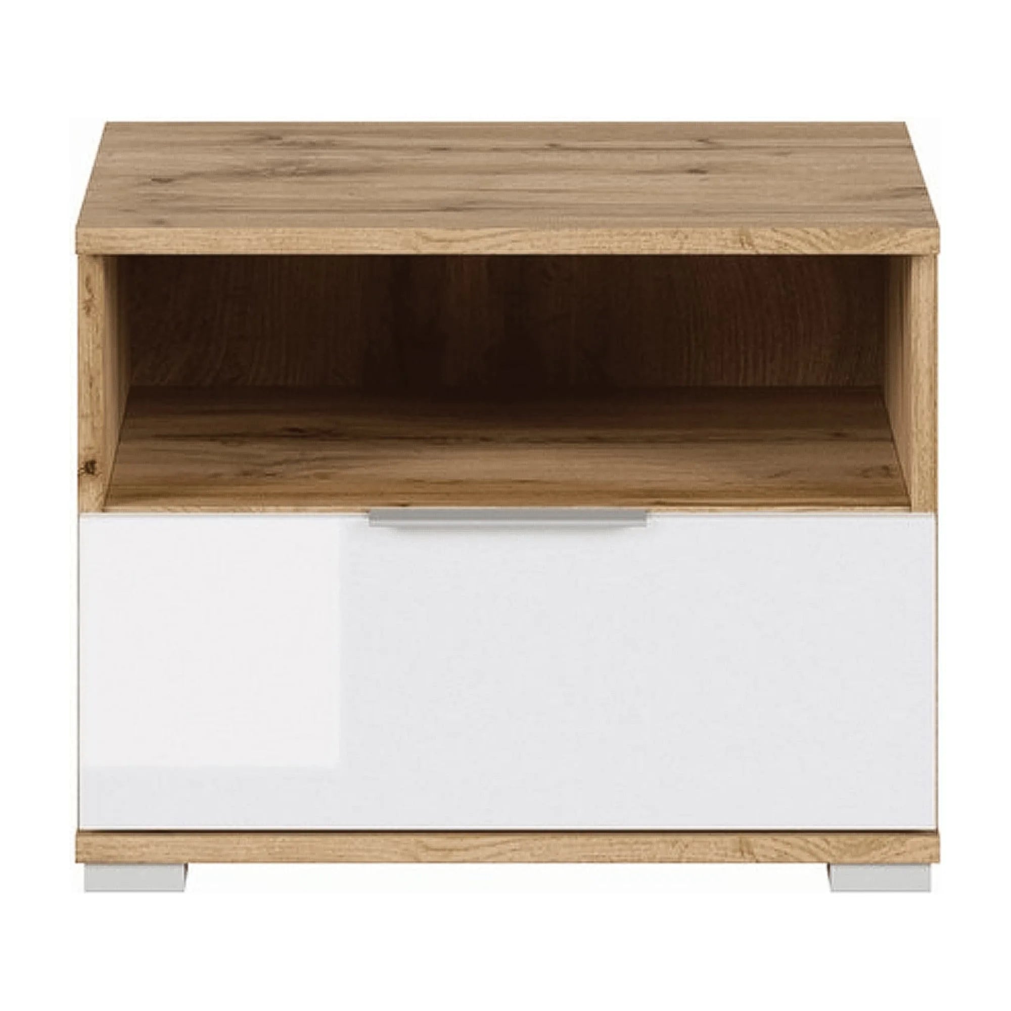 Noptiera ZELE, stejar wotan/alb, PAL, 50x41x39 cm