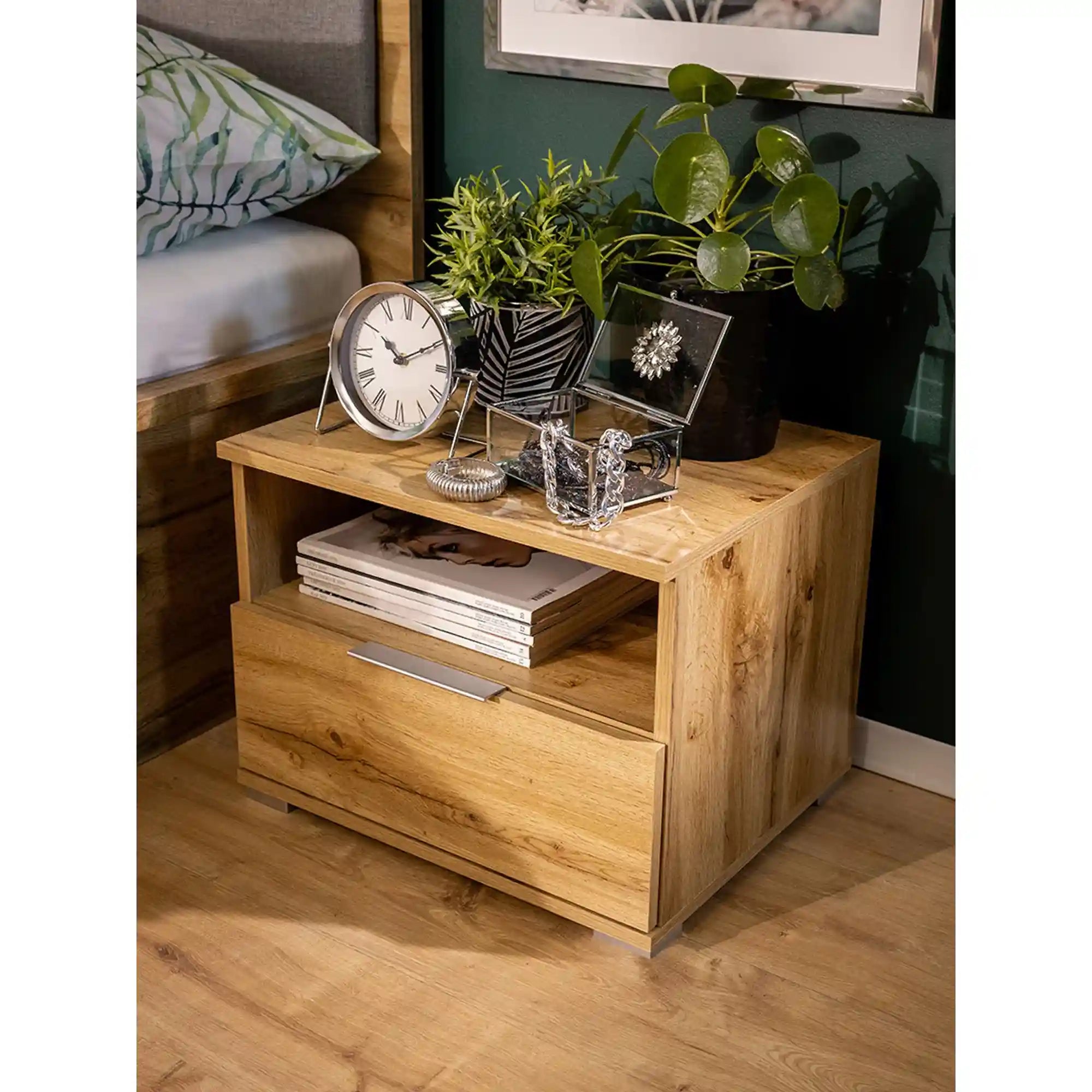 Noptiera ZELE, stejar wotan, PAL, 50x41x39 cm