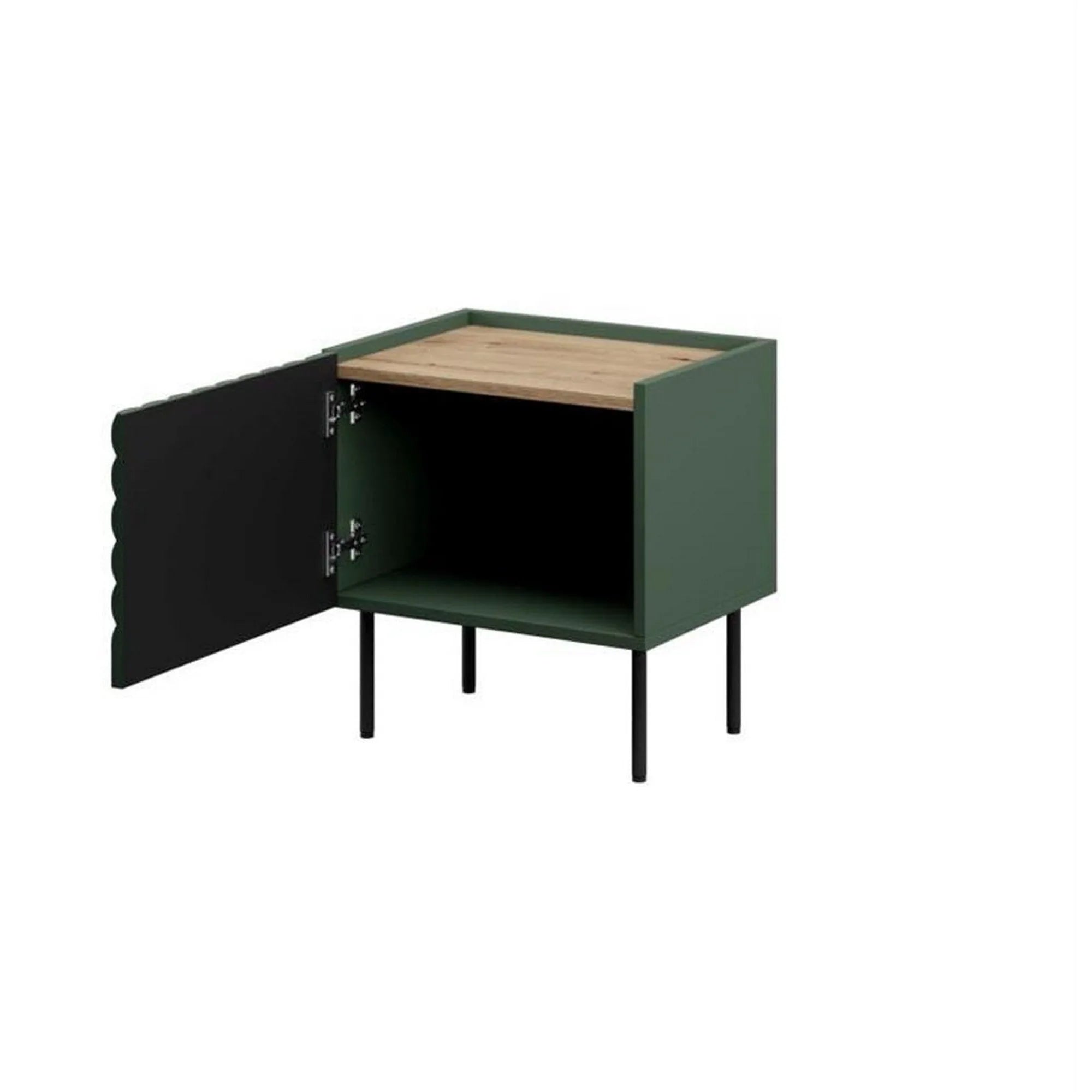 Set 2 noptiere ONDA, verde inchis/stejar, PAL laminat, 50x40x54 cm