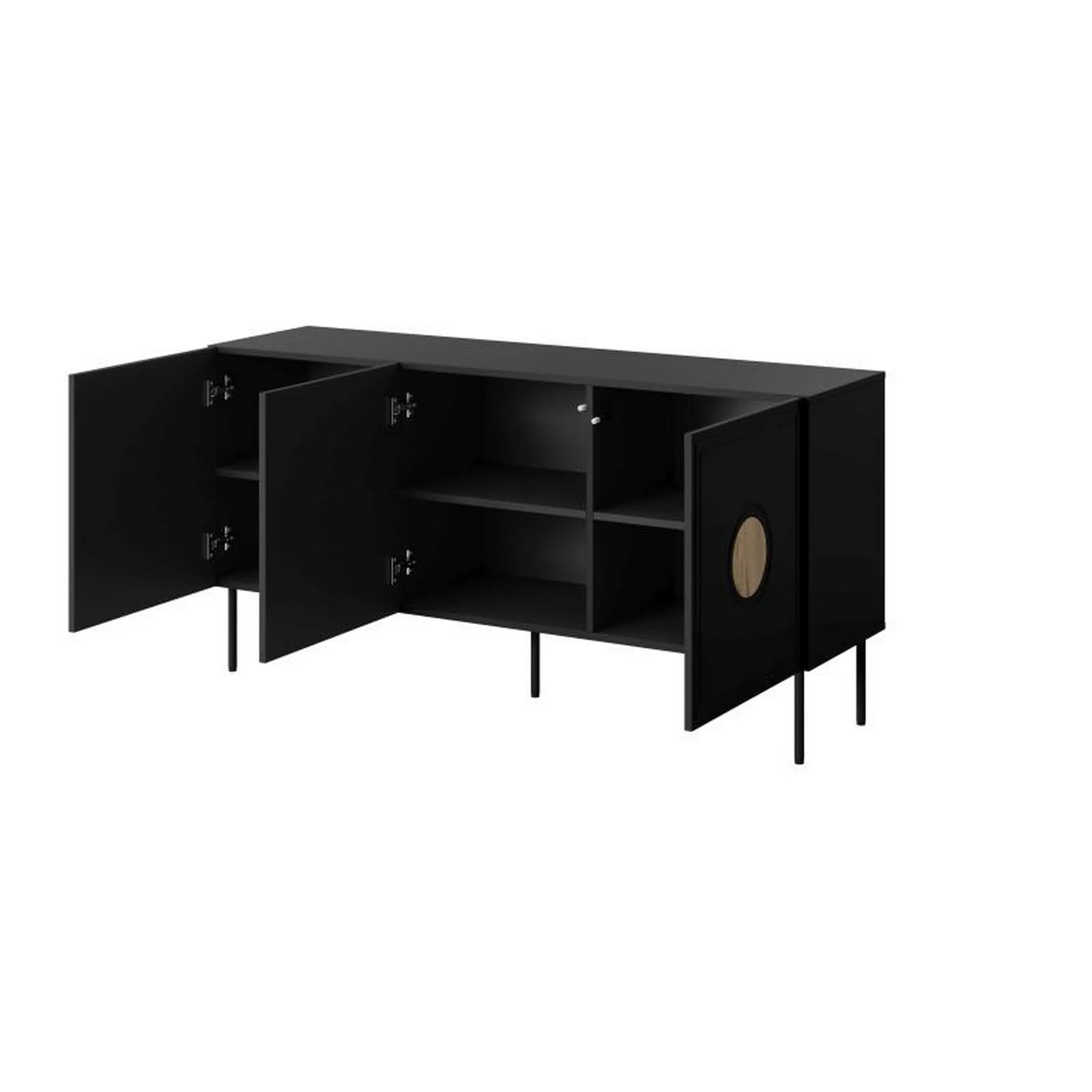 Comoda PALAZZO, negru, PAL laminat/metal, 150x42x75 cm