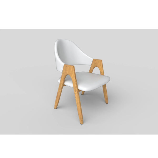 Scaun living K247, alb/stejar, piele ecologica/metal, 51X51X80 CM
