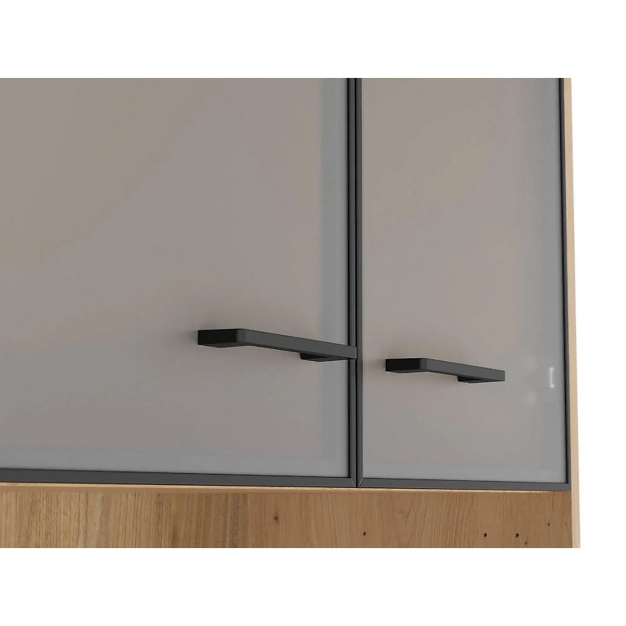Vitrina SPACE OFFICE, stejar artisan/negru fumuriu, PAL laminat/sticla, cu 4 usi, 80x38x203 cm
