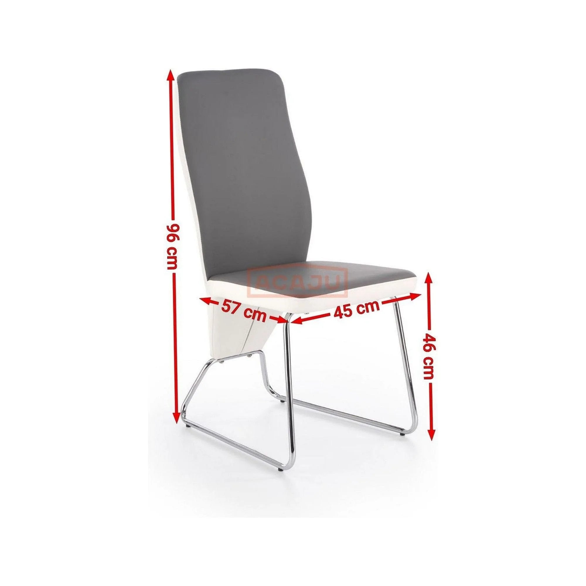Scaun K300, negru/alb, piele ecologica/metal, 45x57x96 cm
