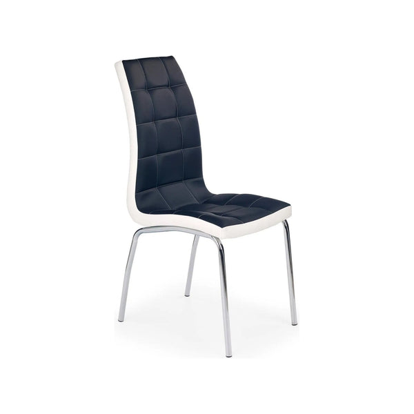 Scaun tapitat K186, negru/alb/crom, piele ecologica/metal, 42X63X100 CM