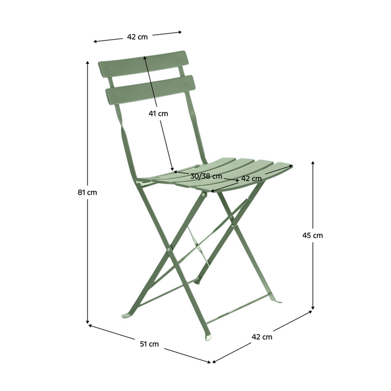 Set gradina OBAX, verde, otel, cu masuta si 2 scaune