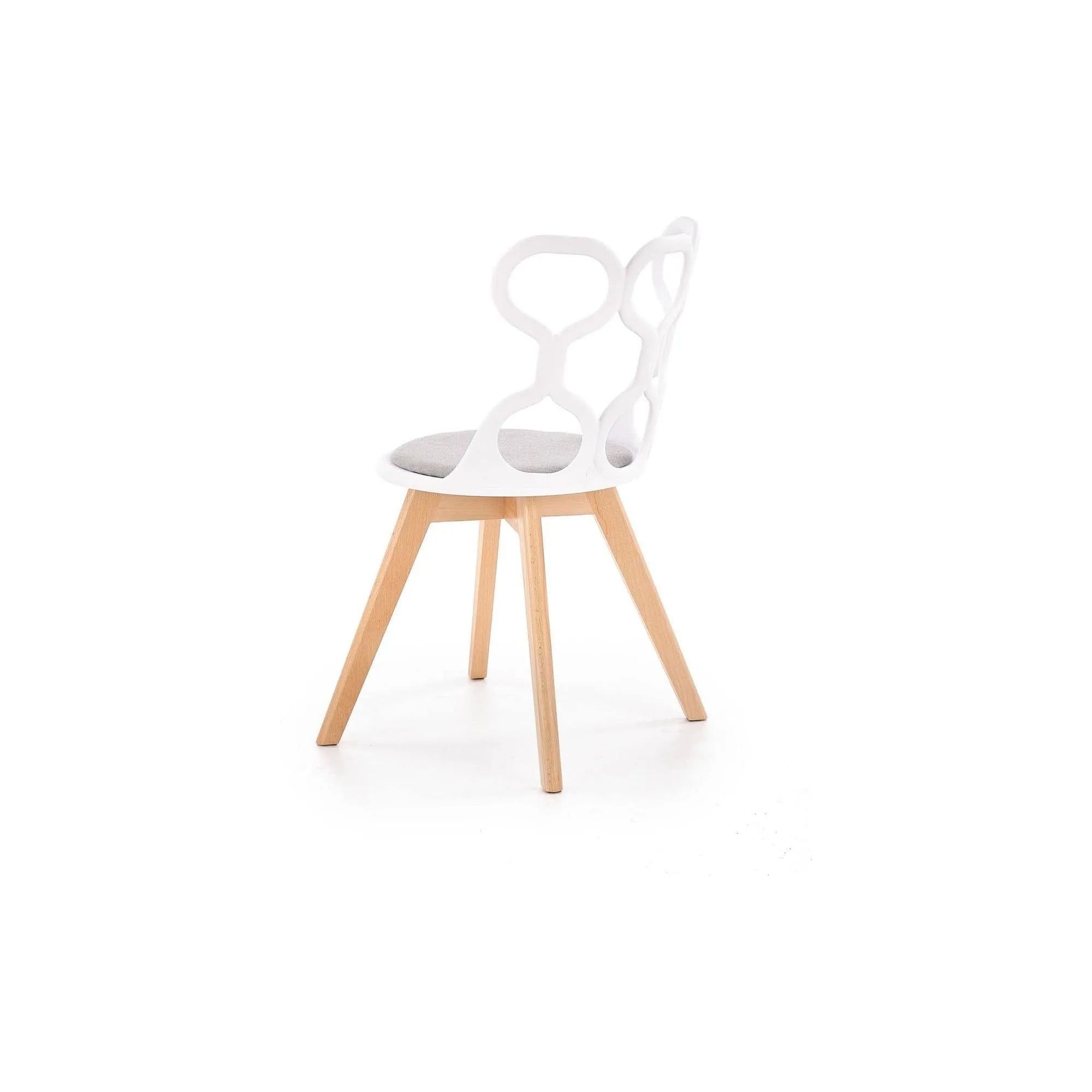 Scaun living K308, alb/gri/stejar, stofa clasica/polipropilena/lemn, 43X50X80 CM
