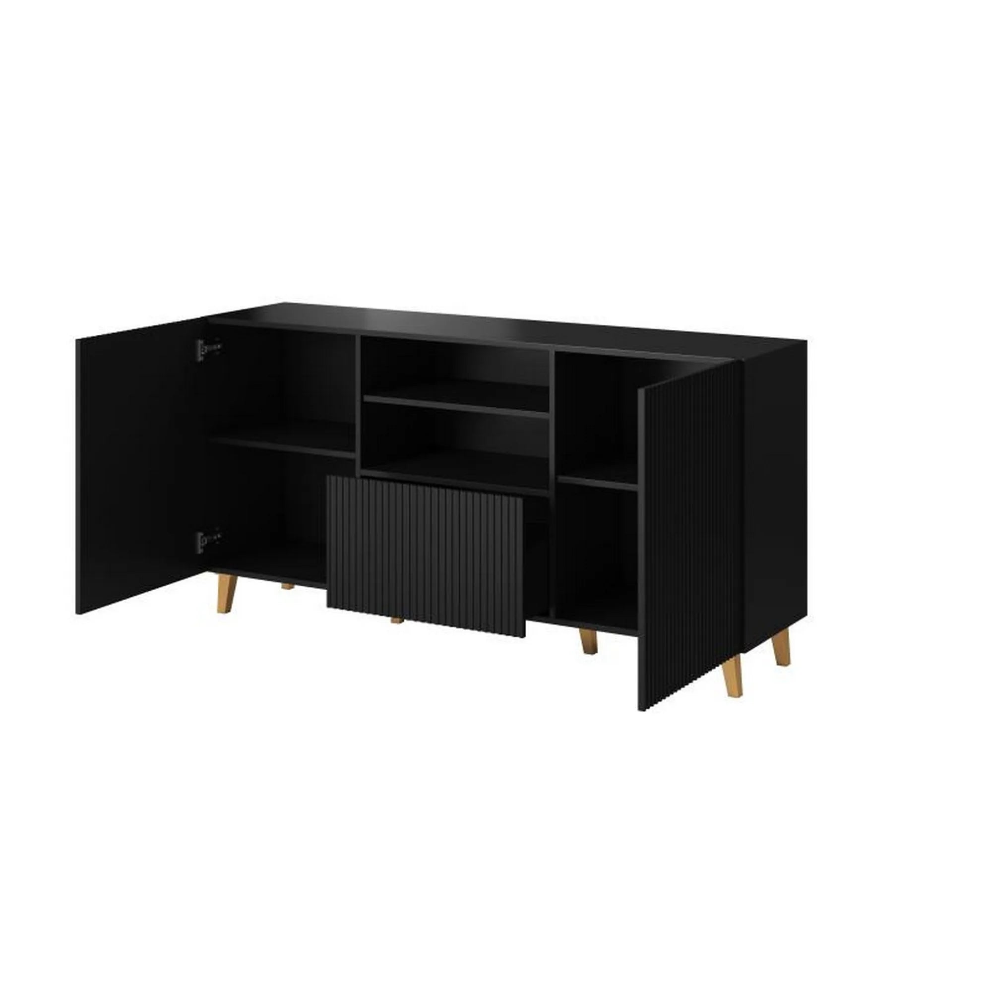 Comoda PAFOS, negru, PAL laminat, 150x40x82 cm