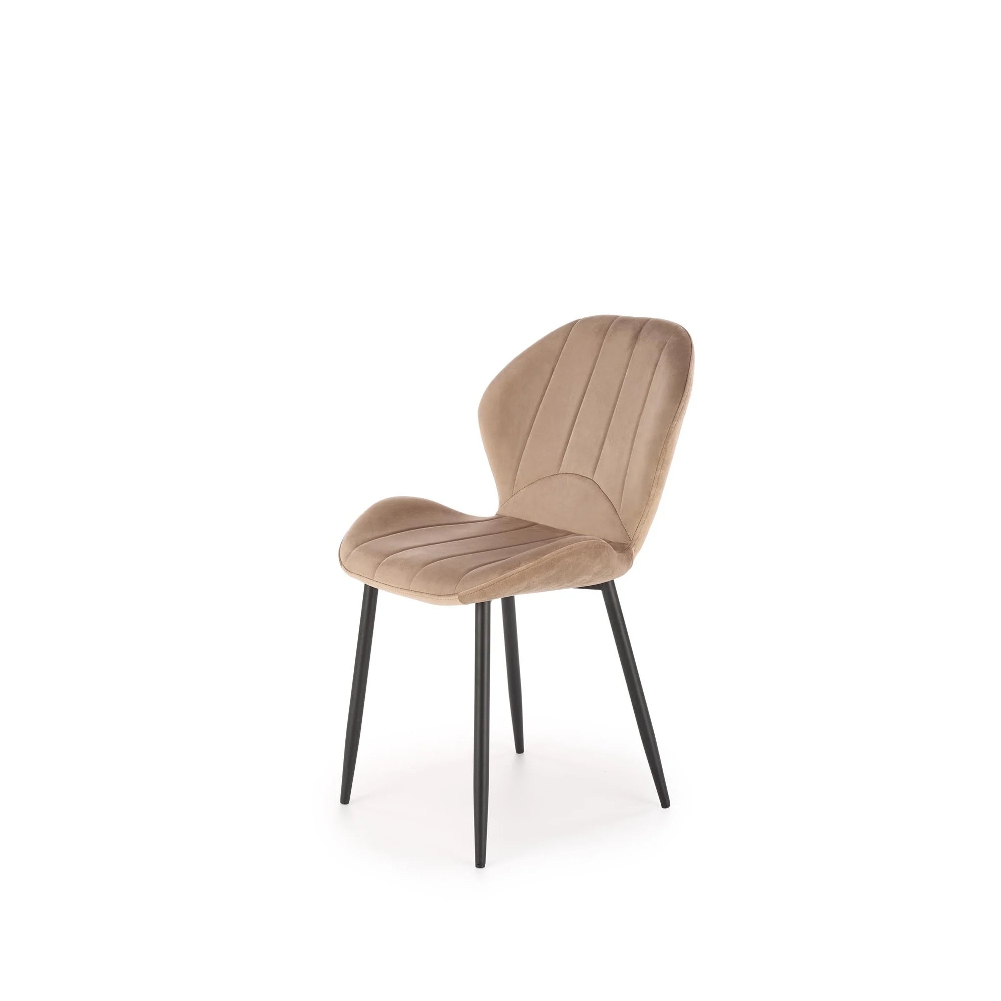 Scaun K538, bej/negru, stofa catifelata/metal, 48x57x85 cm