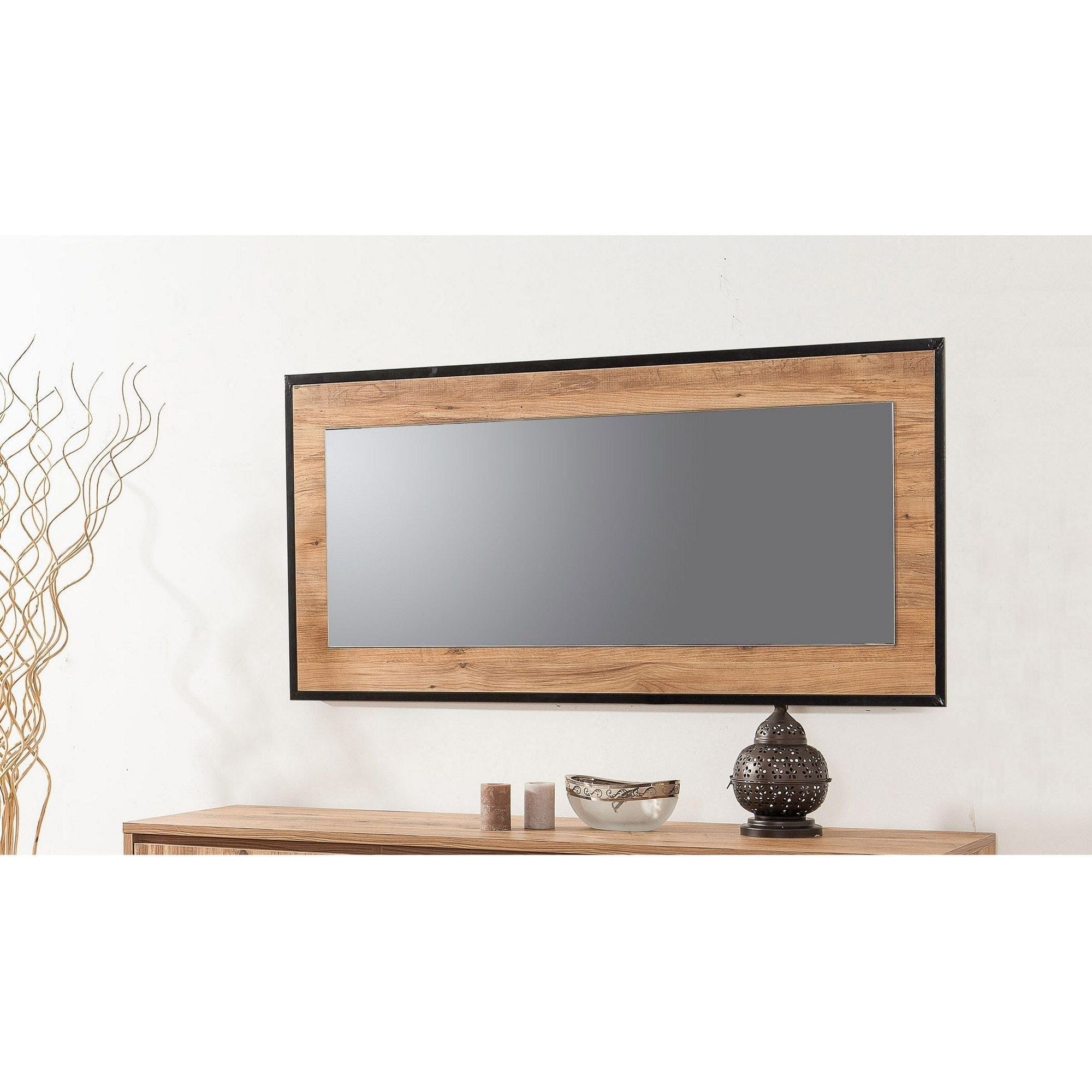 Oglinda 863SPH3303, stejar/negru, PAL melaminat, 110x2x60 cm