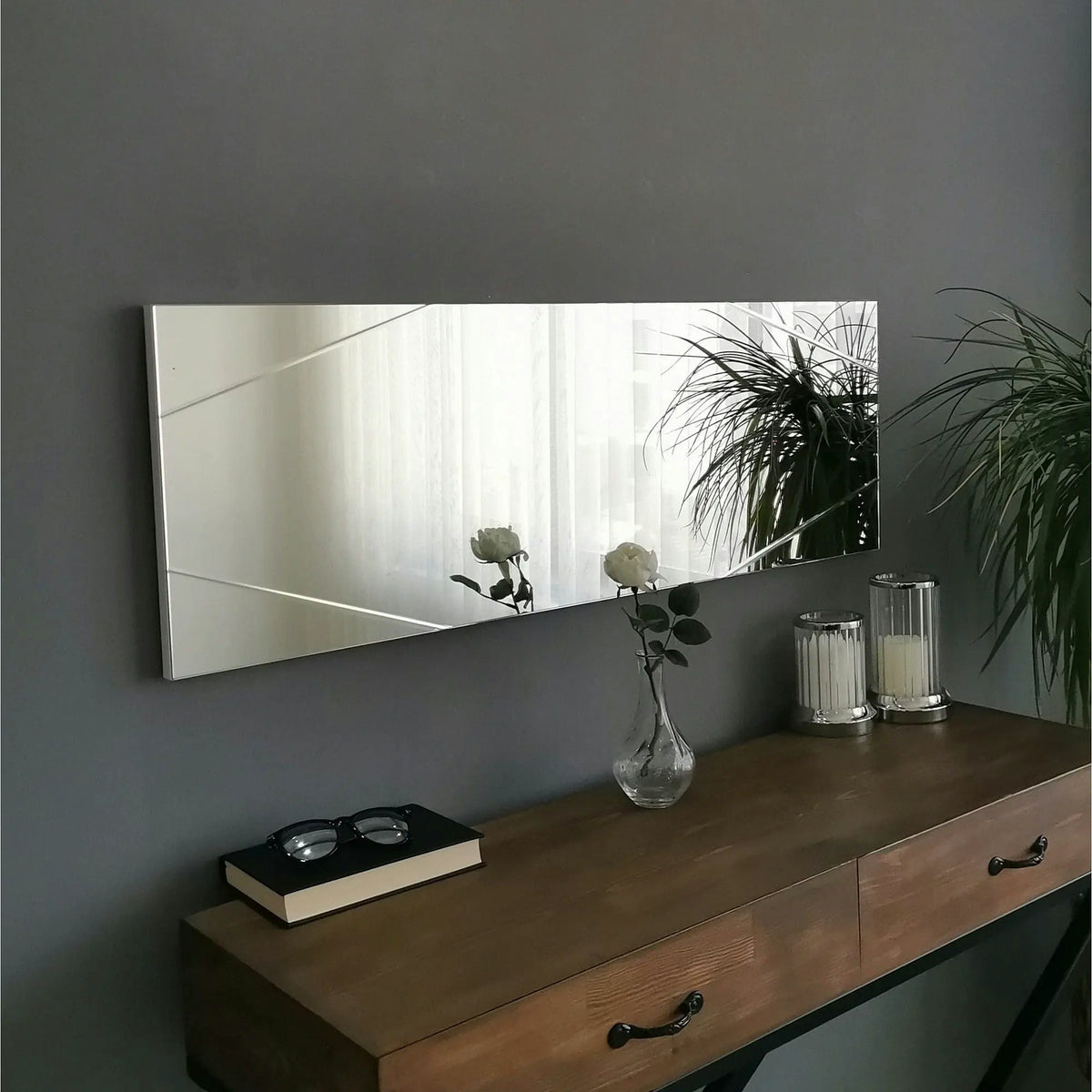 Oglinda A320Y, argintiu, 35x105 cm