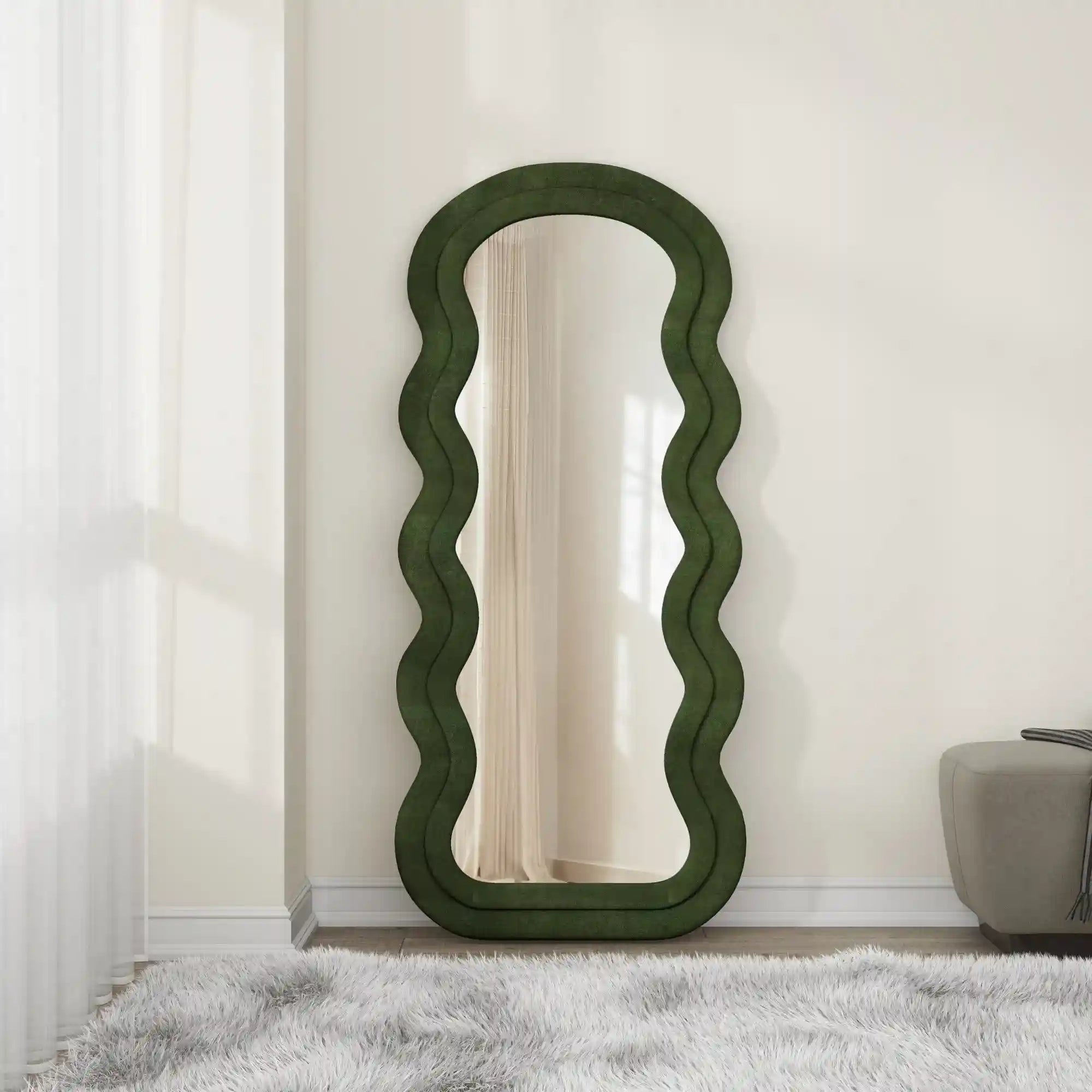 Oglinda CONFETTO, verde olive, stofa catifelata, 70x160 cm