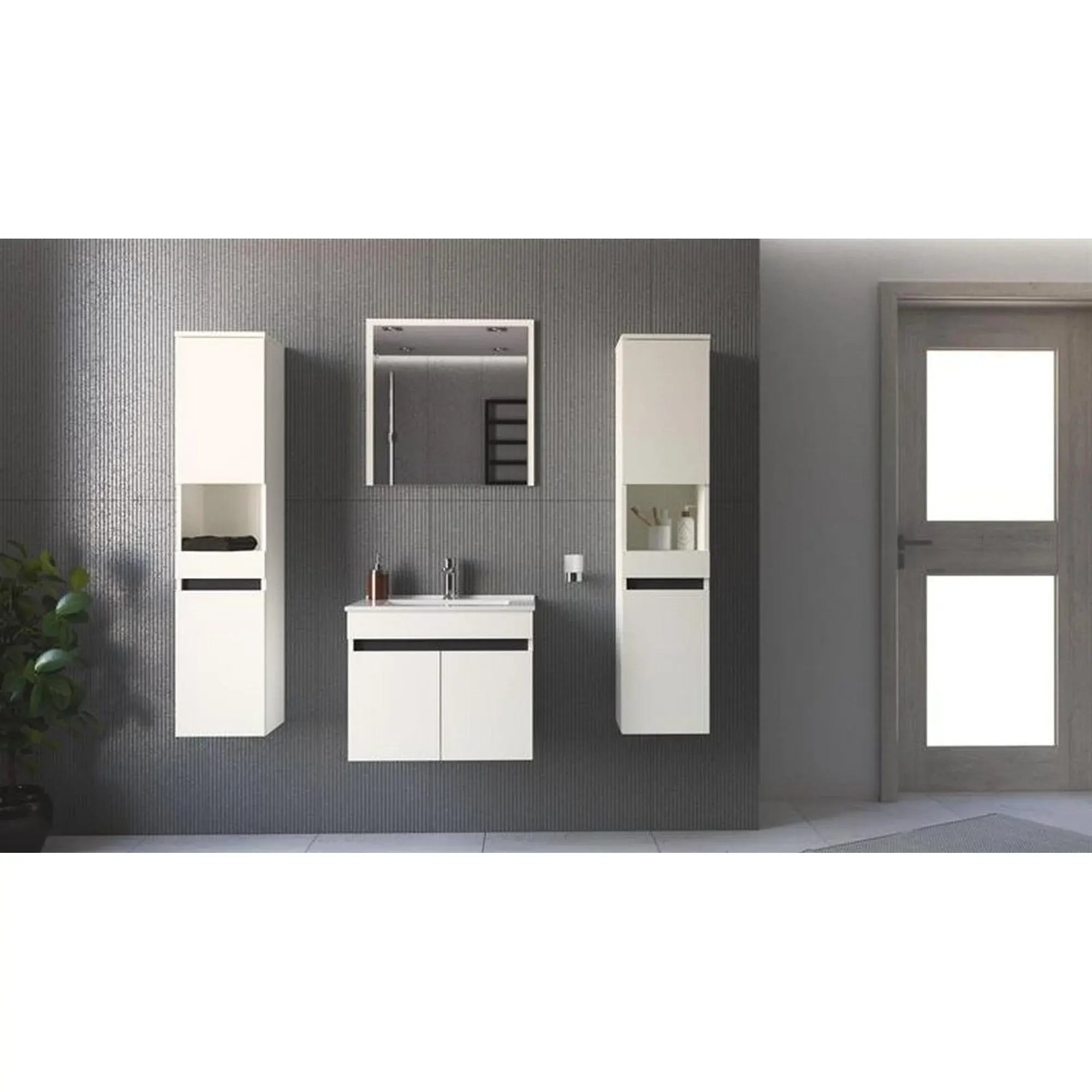 Oglinda de baie FIGARO, alb, PAL laminat, 60x60 cm