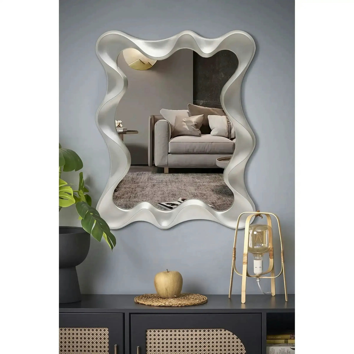 Oglinda DECO, argintiu antic, 90x70 cm