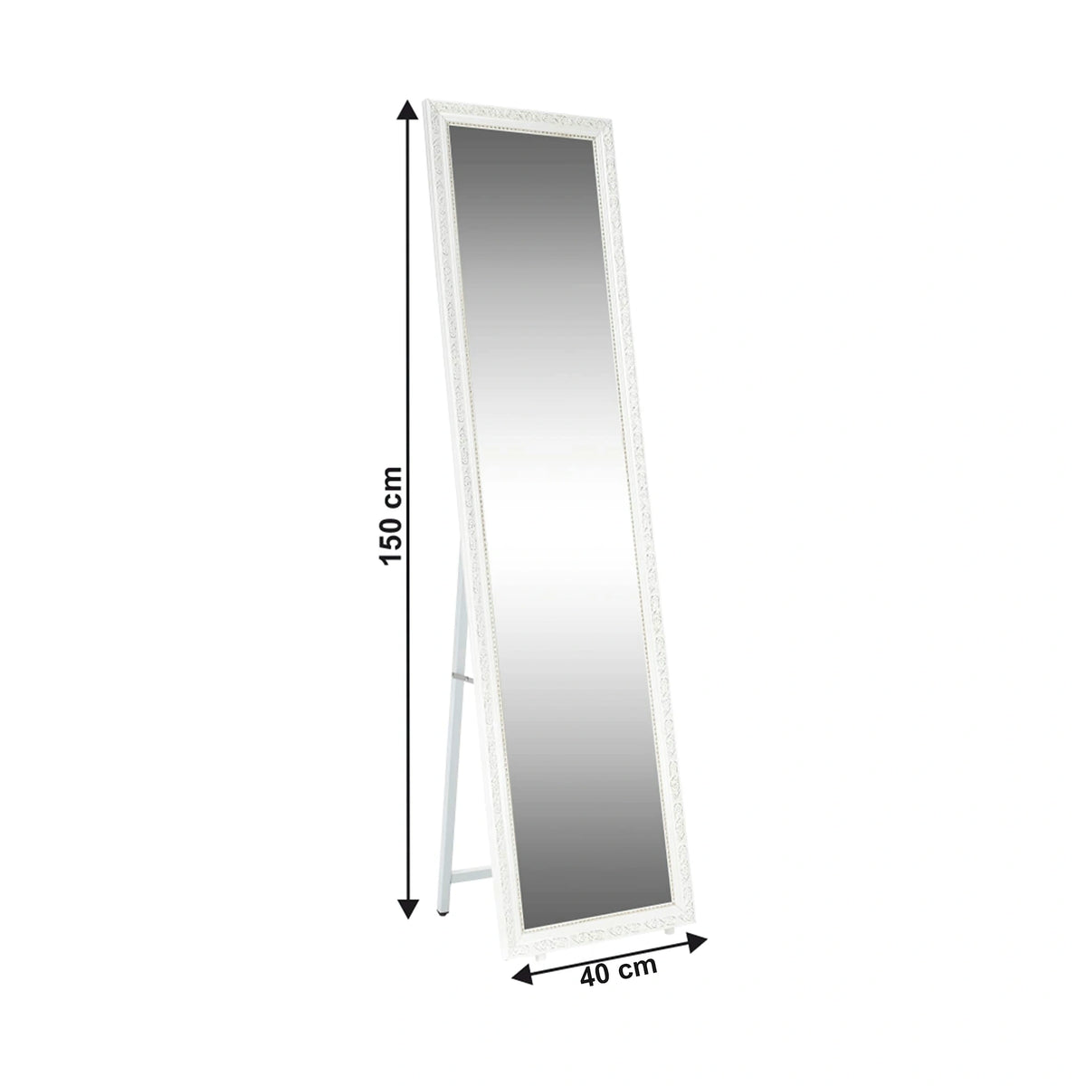 Oglinda LAVAL, alb/auriu, metal/lemn, 40x150 cm