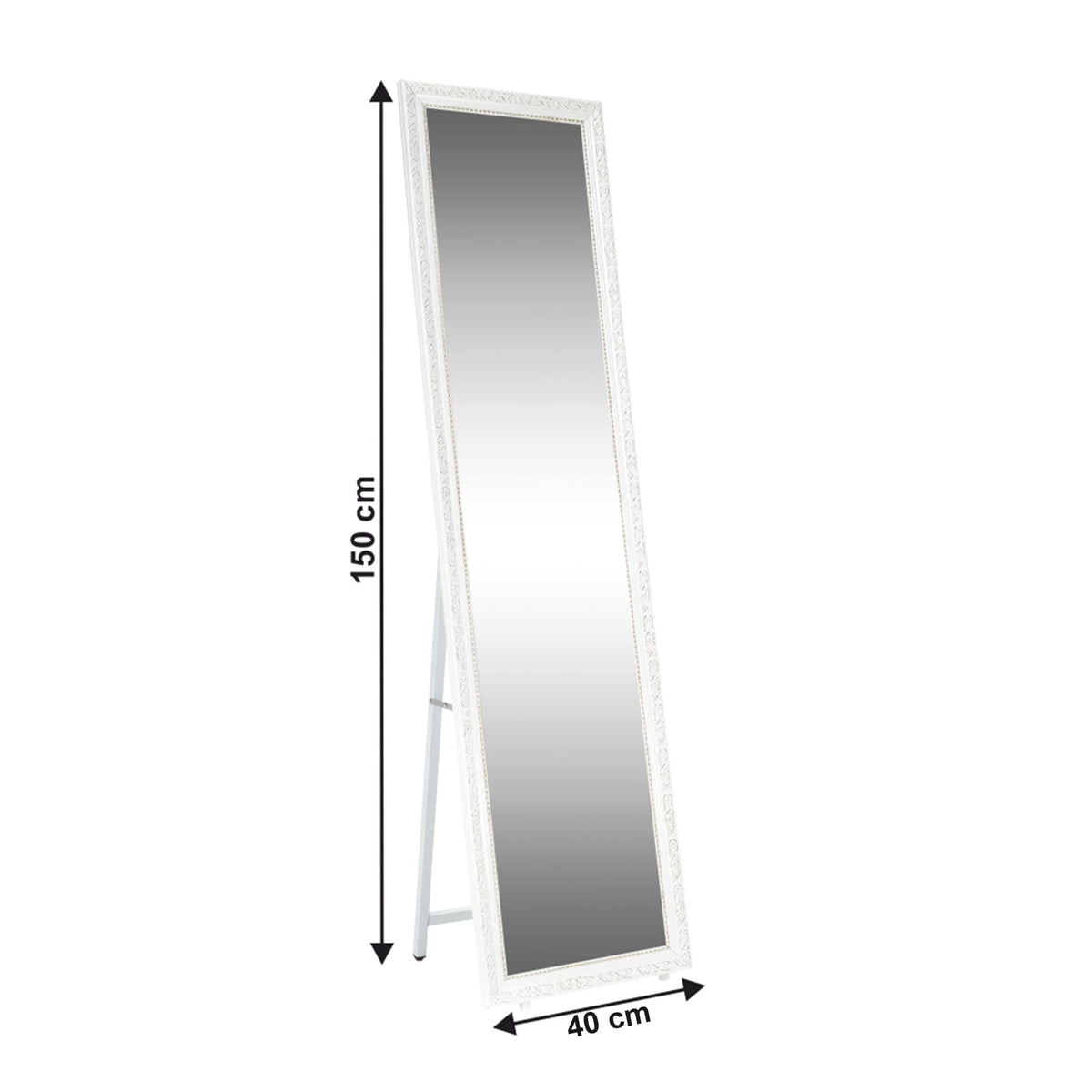 Oglinda LAVAL, alb/auriu, metal/lemn, 40x150 cm