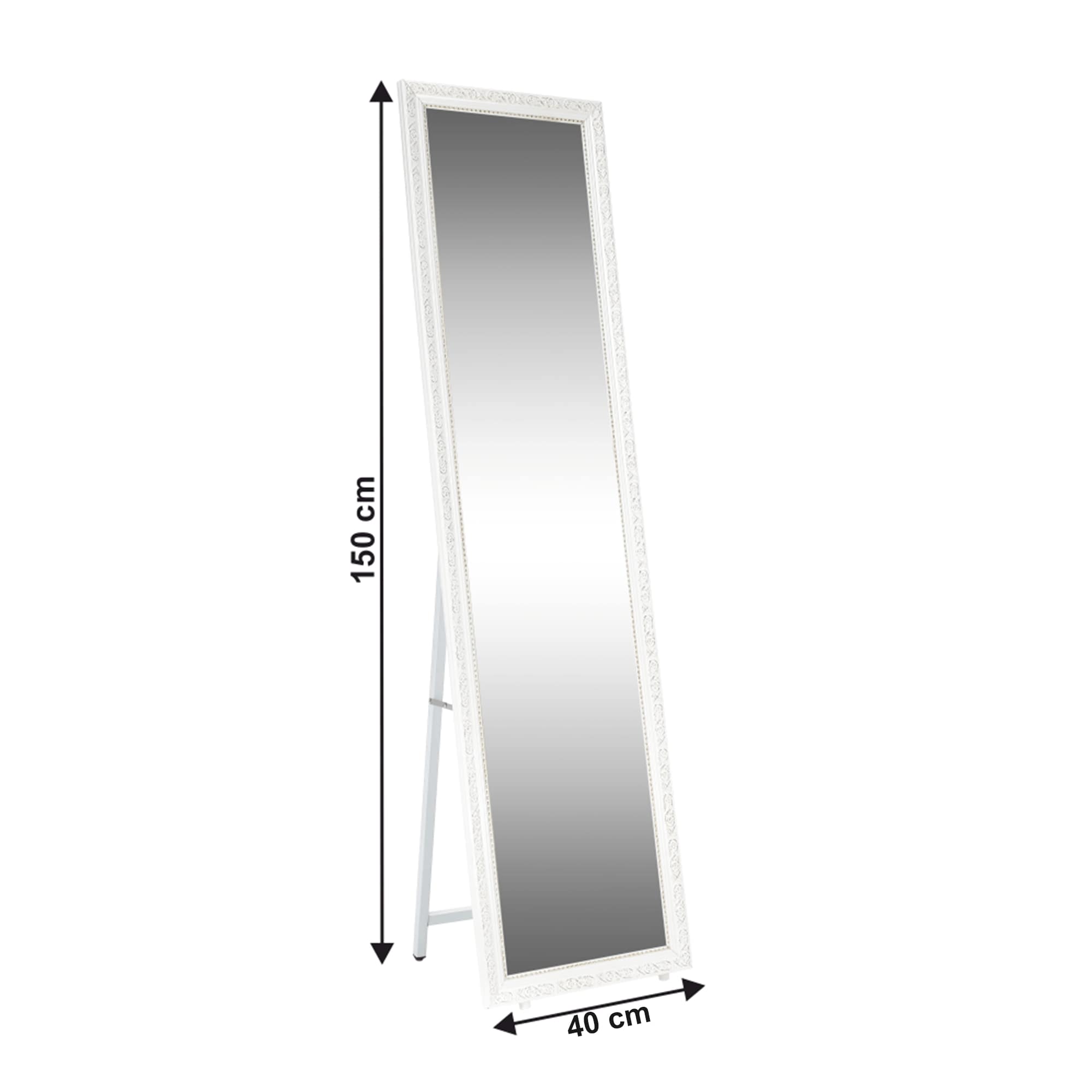 Oglinda LAVAL, alb/auriu, metal/lemn, 40x150 cm