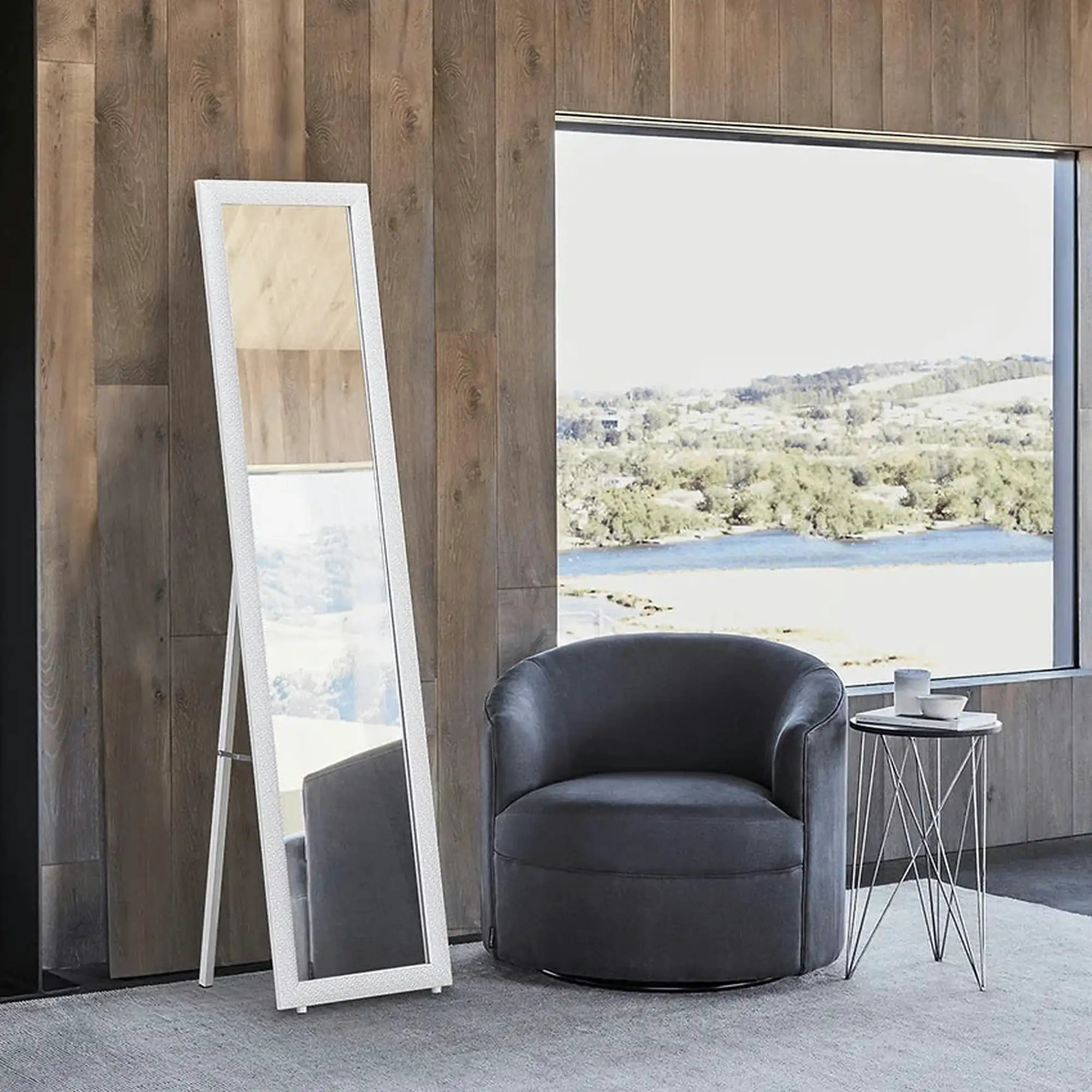 Oglinda LAVAL, alb, metal/lemn, 40x150 cm