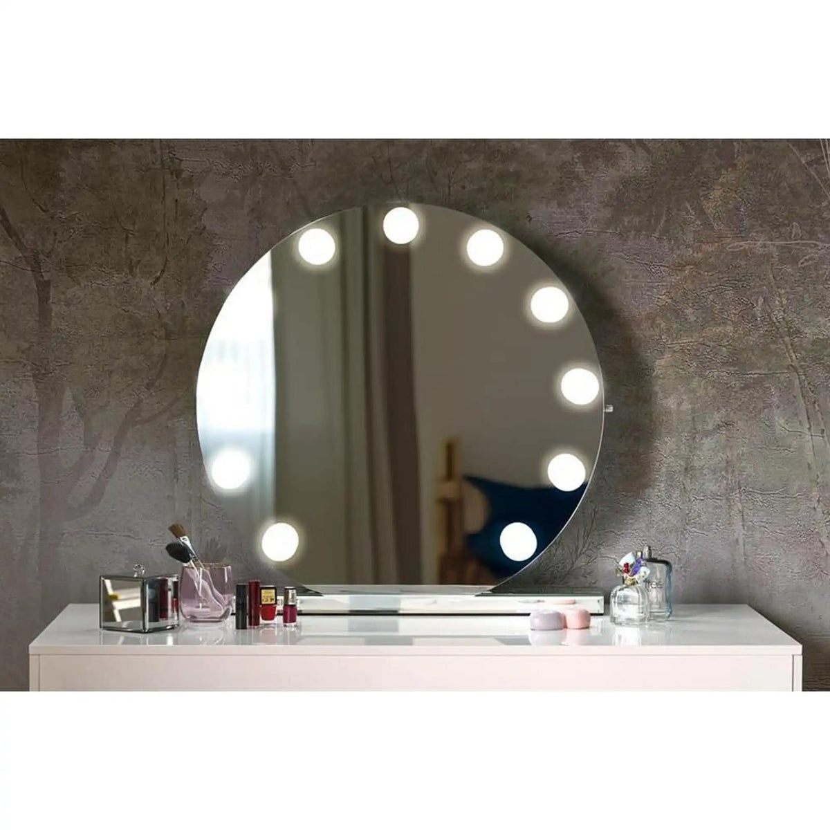 Oglinda TORANO, argintiu, cu iluminare LED, 70x70 cm