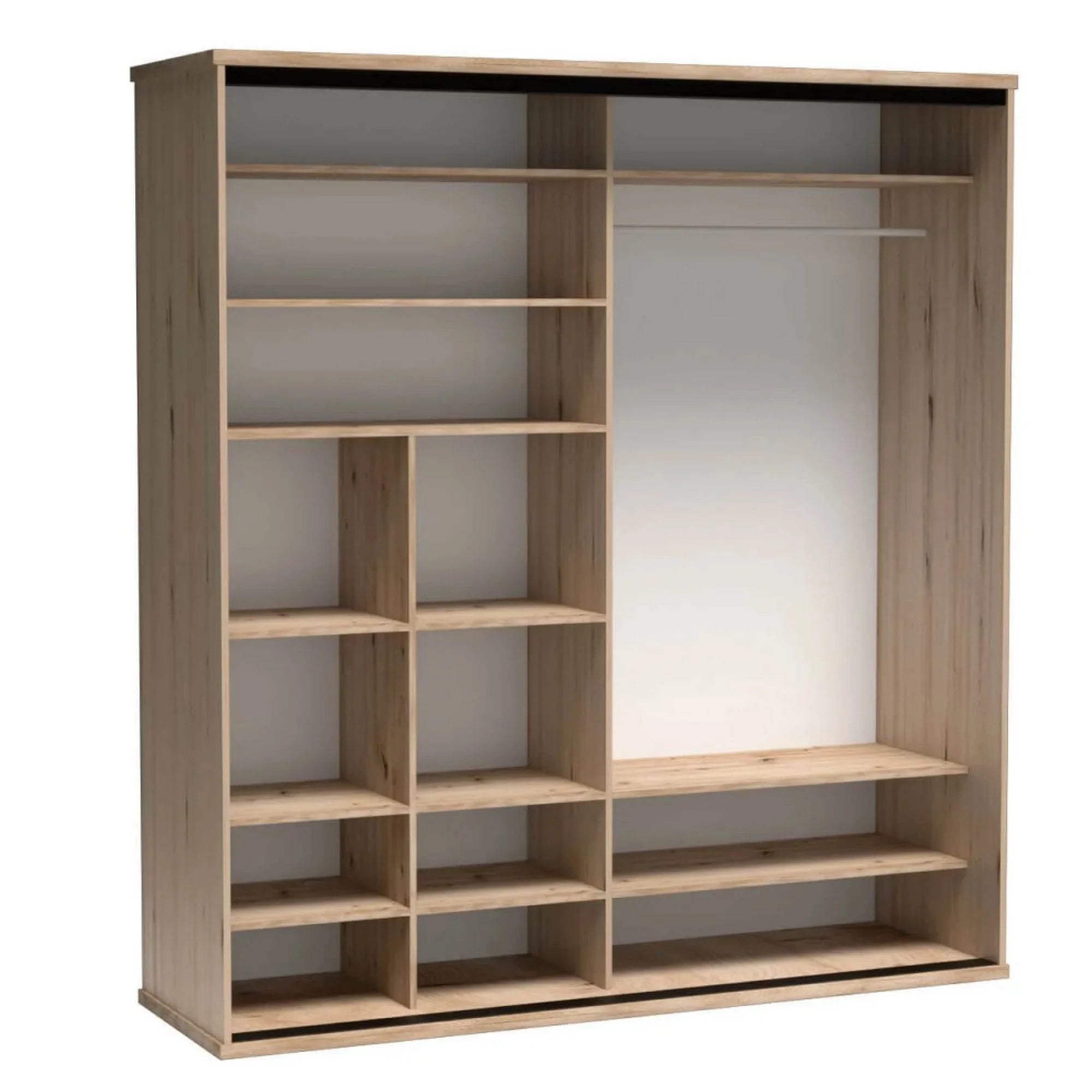 Dulap CALIA C15, stejar artisan/negru, PAL laminat, cu 2 usi, 199x60x216 cm