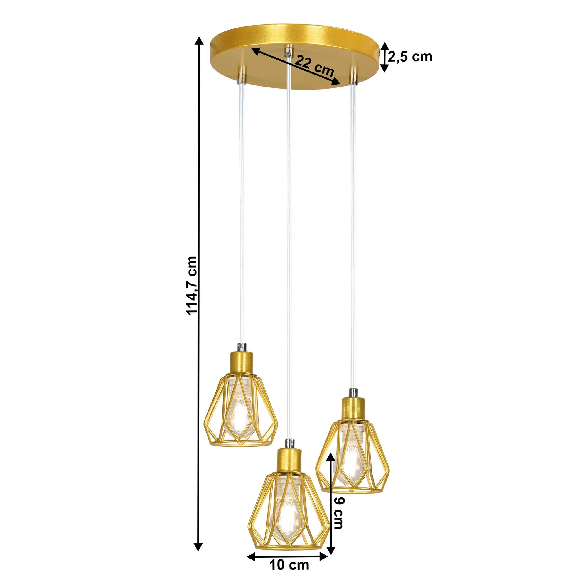 Lustra OKIRA TIP 1, auriu, metal, 22x22x115 cm