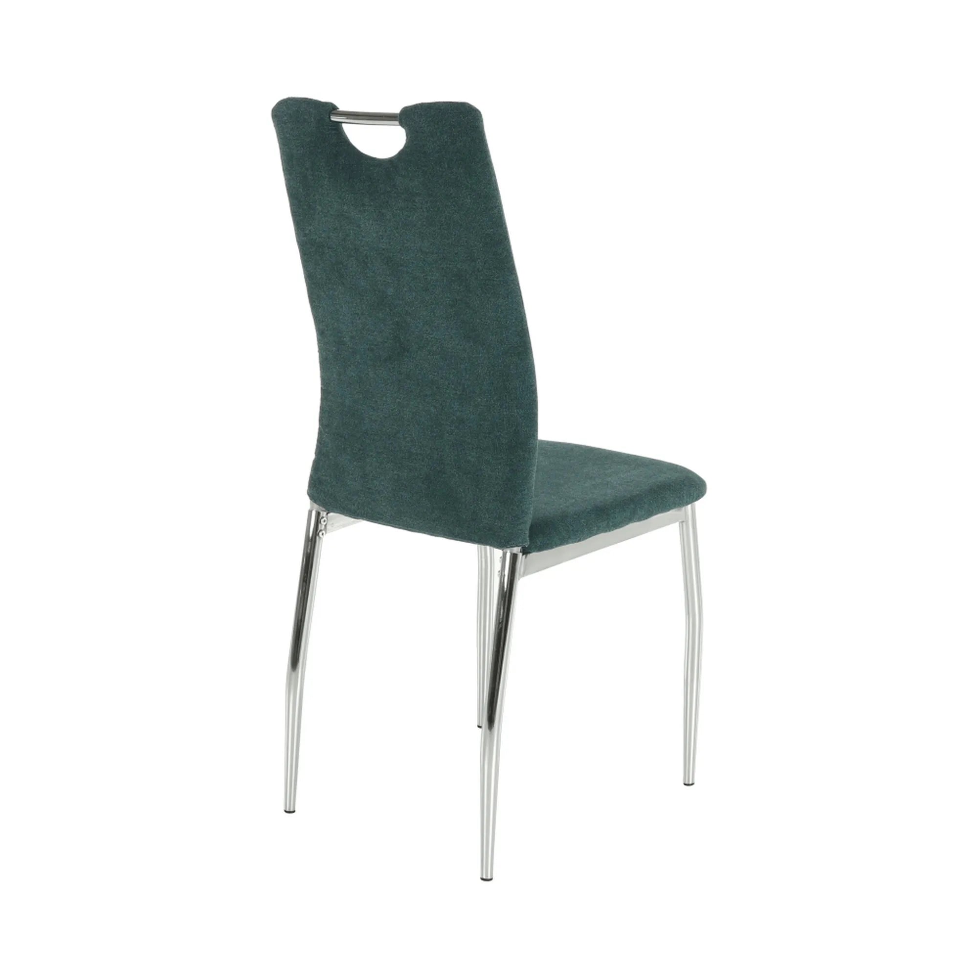 Scaun bucatarie OLIVA NEW, azur/crom, textil/metal, 42x52x97 cm