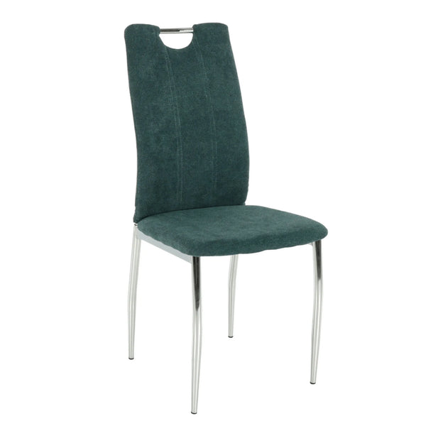 Scaun bucatarie OLIVA NEW, azur/crom, textil/metal, 42x52x97 cm