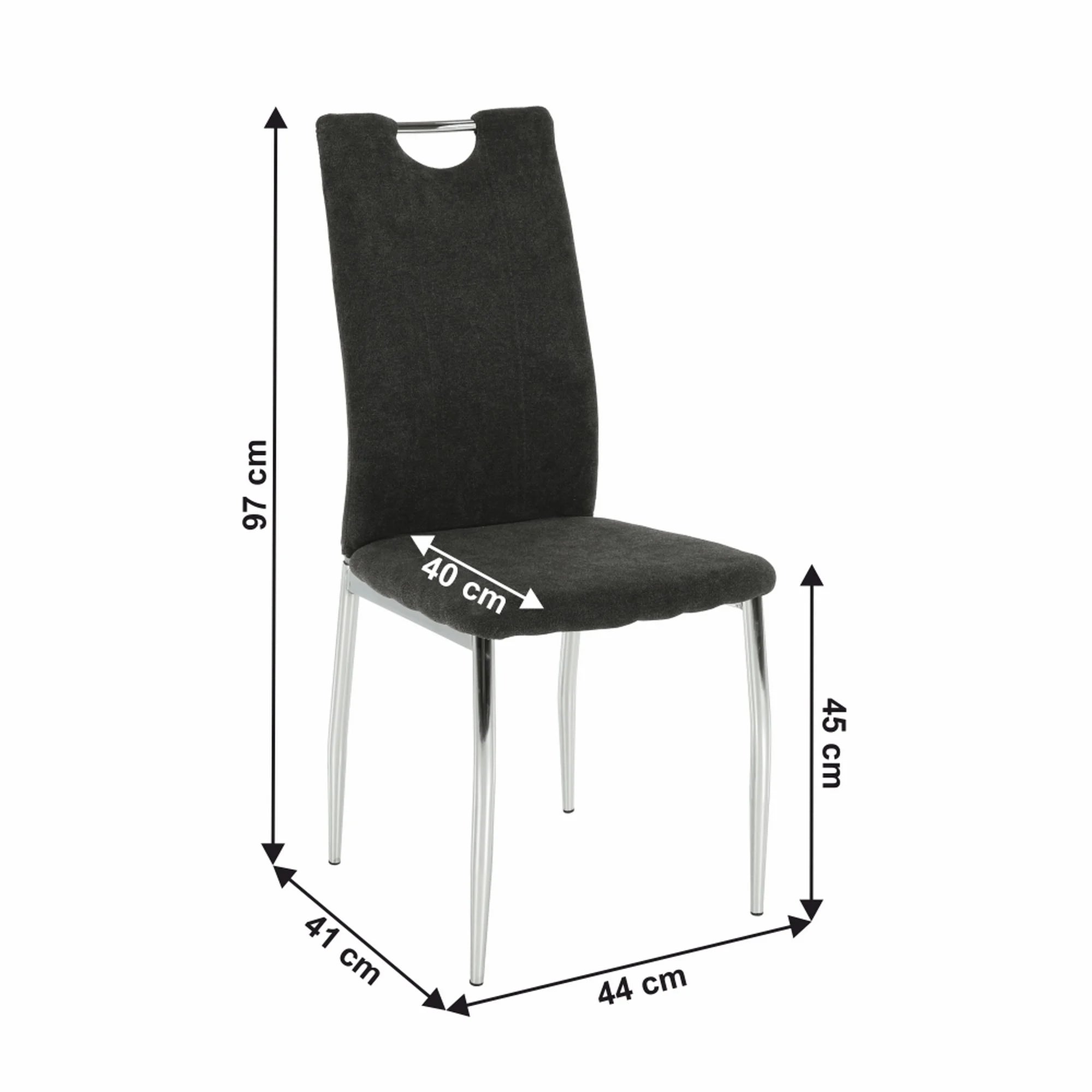 Scaun OLIVA NEW, gri maroniu/crom, textil/metal, 42x52x97 cm