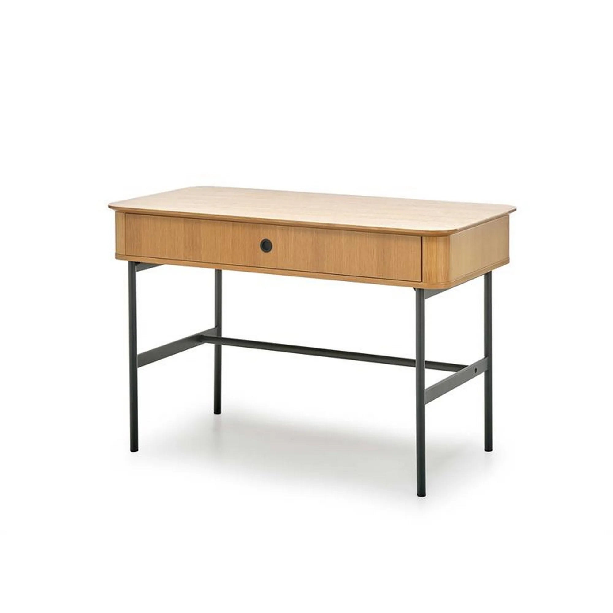 Birou SMART, stejar/negru, furnir/metal, 117x59x76 cm