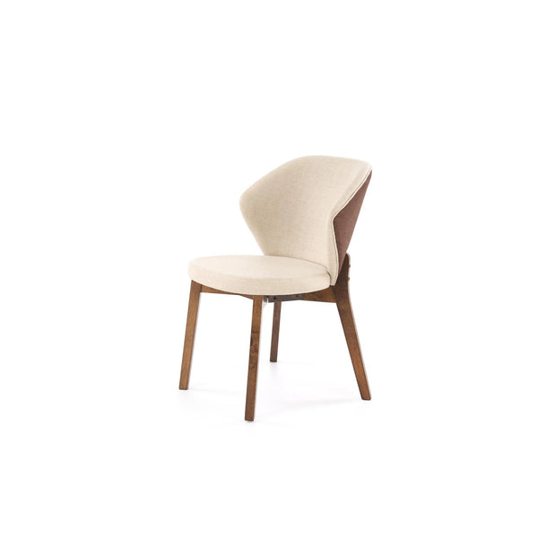 Scaun K583, bej/nuc, stofa clasica/lemn, 57x63x81 cm