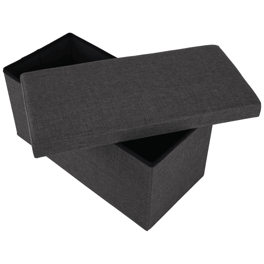 Taburet pliabil ORELIA, stofa clasica gri inchis, cu spatiu depozitare, 76x38x38 cm