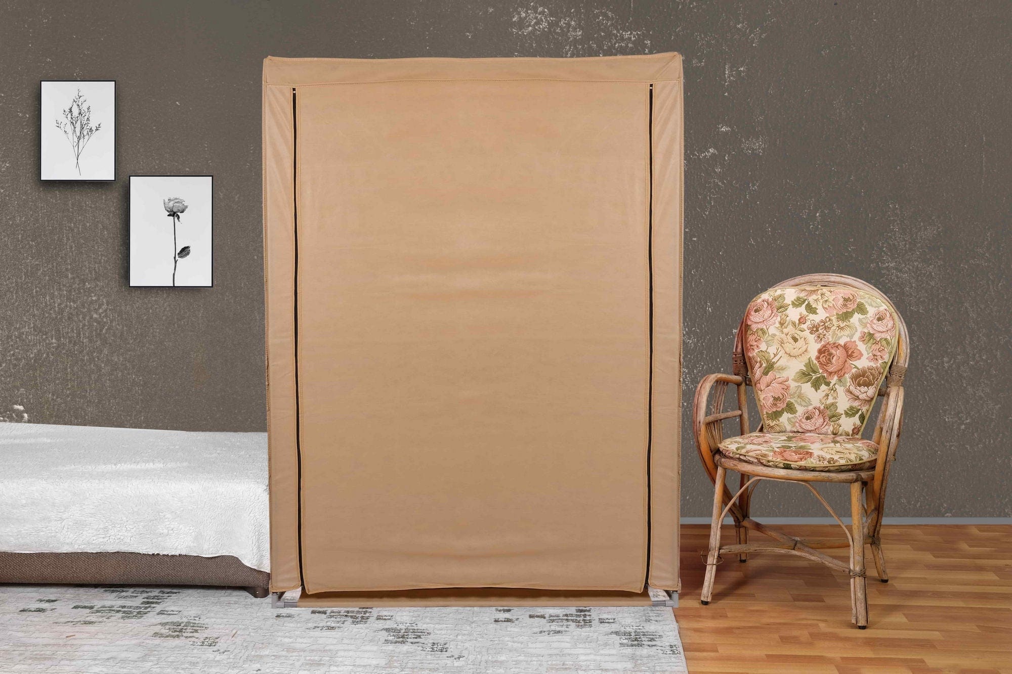 Organizator garderoba 379VLV2204, bej, material textil/metal, 118x45x158 cm