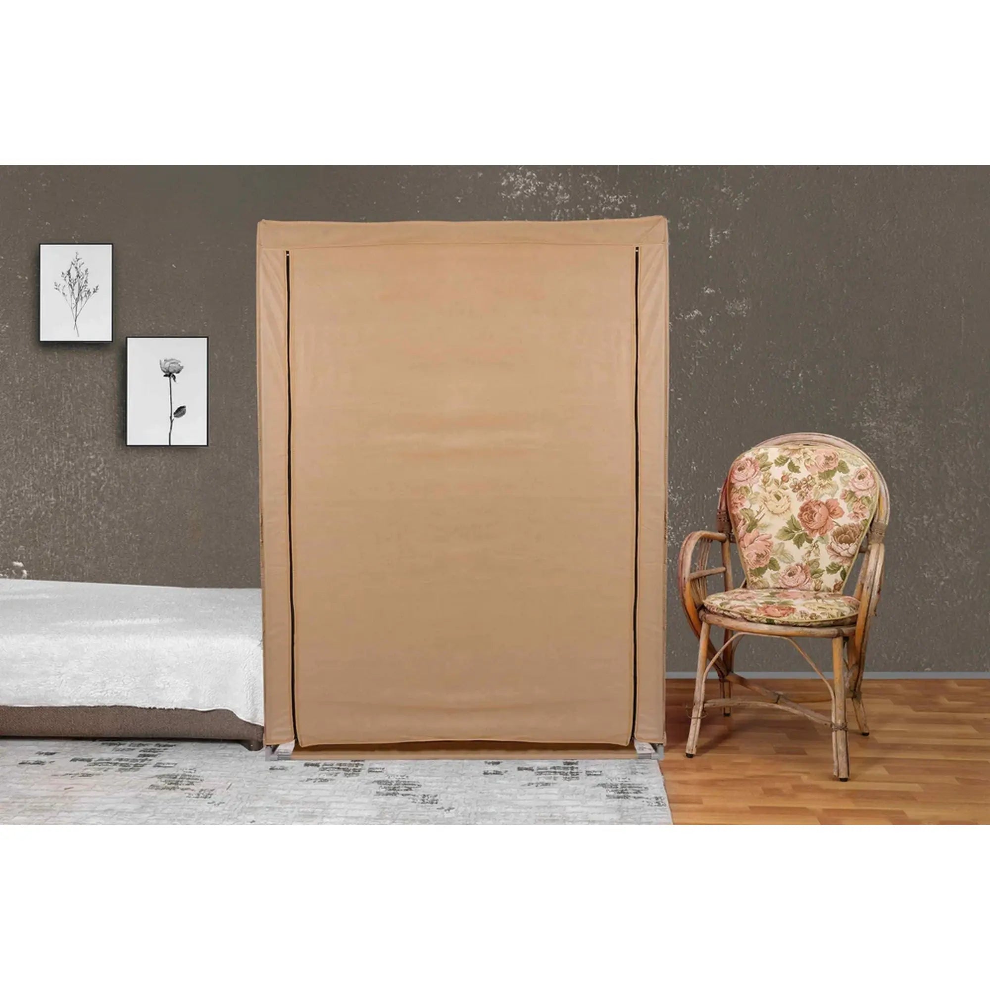 Organizator garderoba 379VLV2204, bej, material textil/metal, 118x45x158 cm