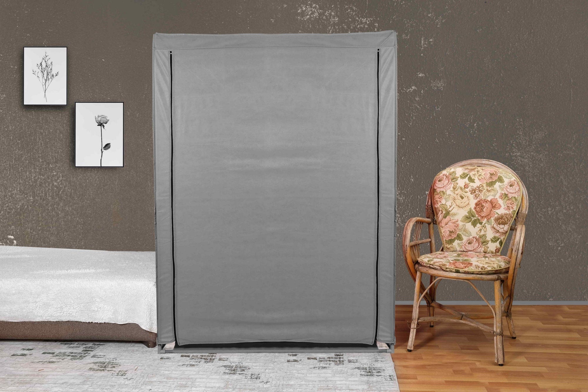 Organizator garderoba 379VLV2205, gri, material textil/metal, 118x45x158 cm