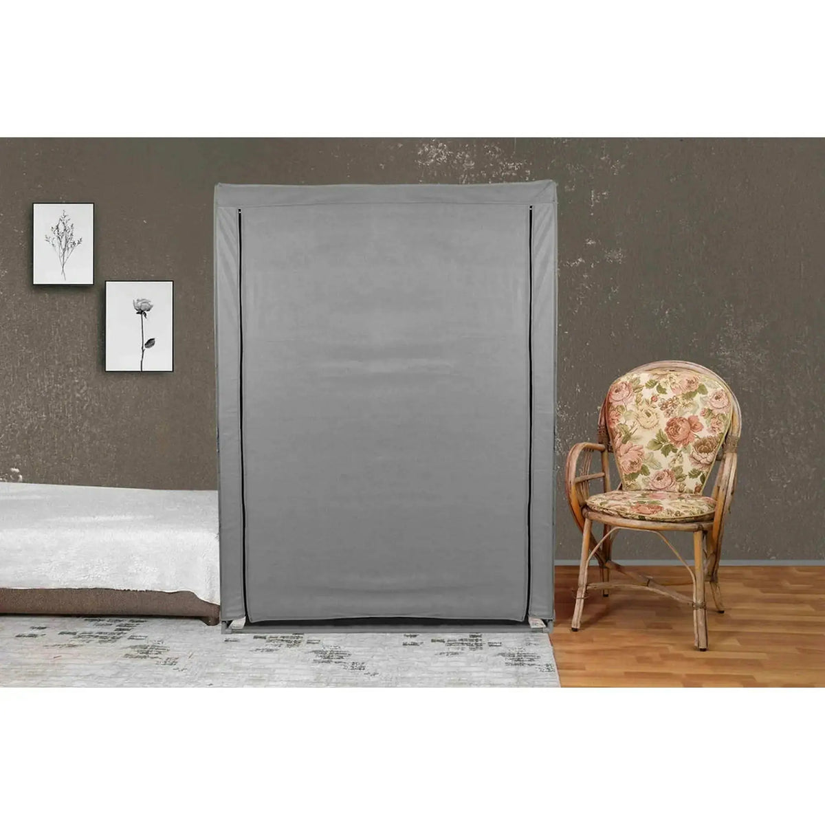 Organizator garderoba 379VLV2205, gri, material textil/metal, 118x45x158 cm