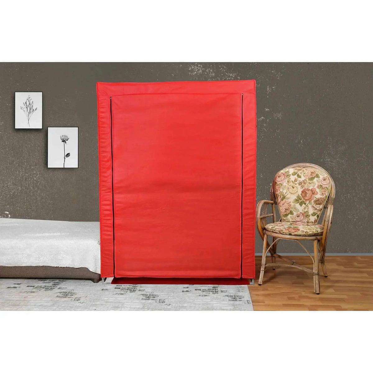 Organizator garderoba 379VLV2206, rosu, material textil/metal, 118x45x158 cm