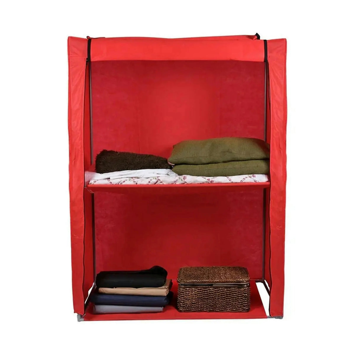 Organizator garderoba 379VLV2206, rosu, material textil/metal, 118x45x158 cm
