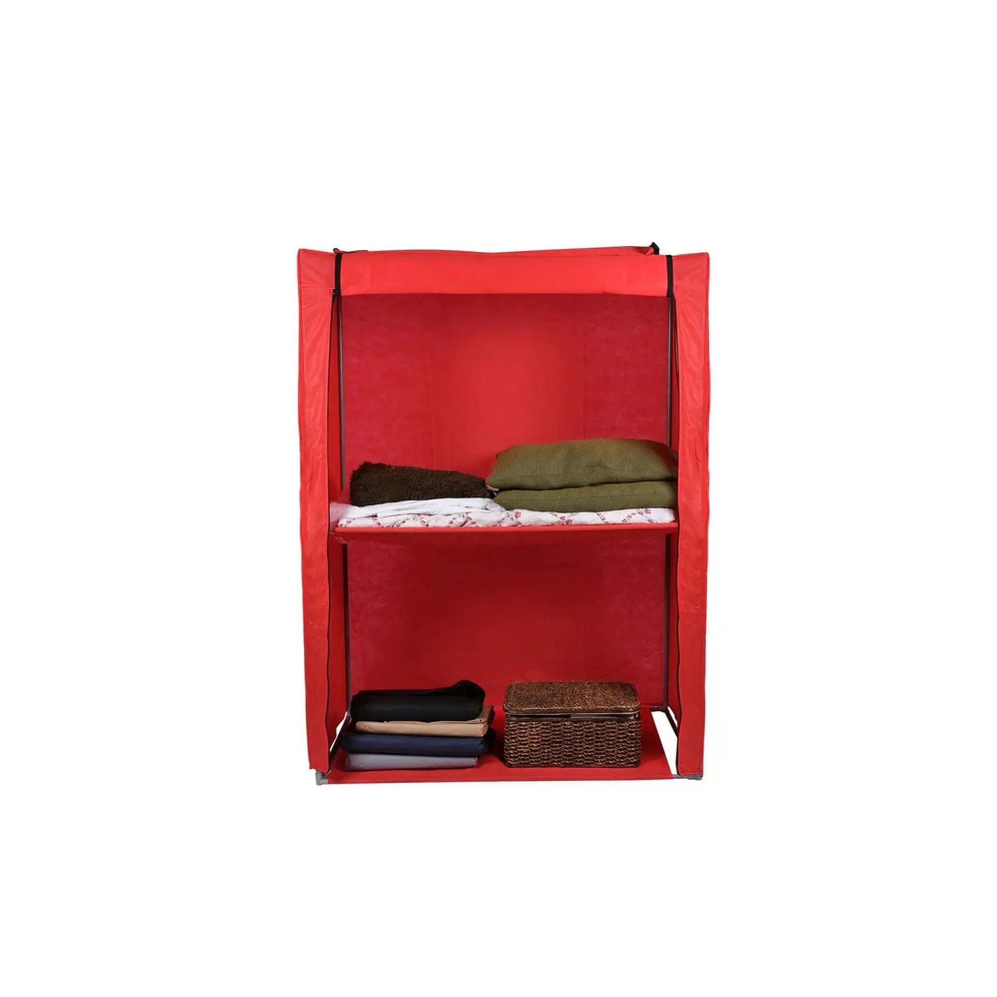 Organizator garderoba 379VLV2206, rosu, material textil/metal, 118x45x158 cm