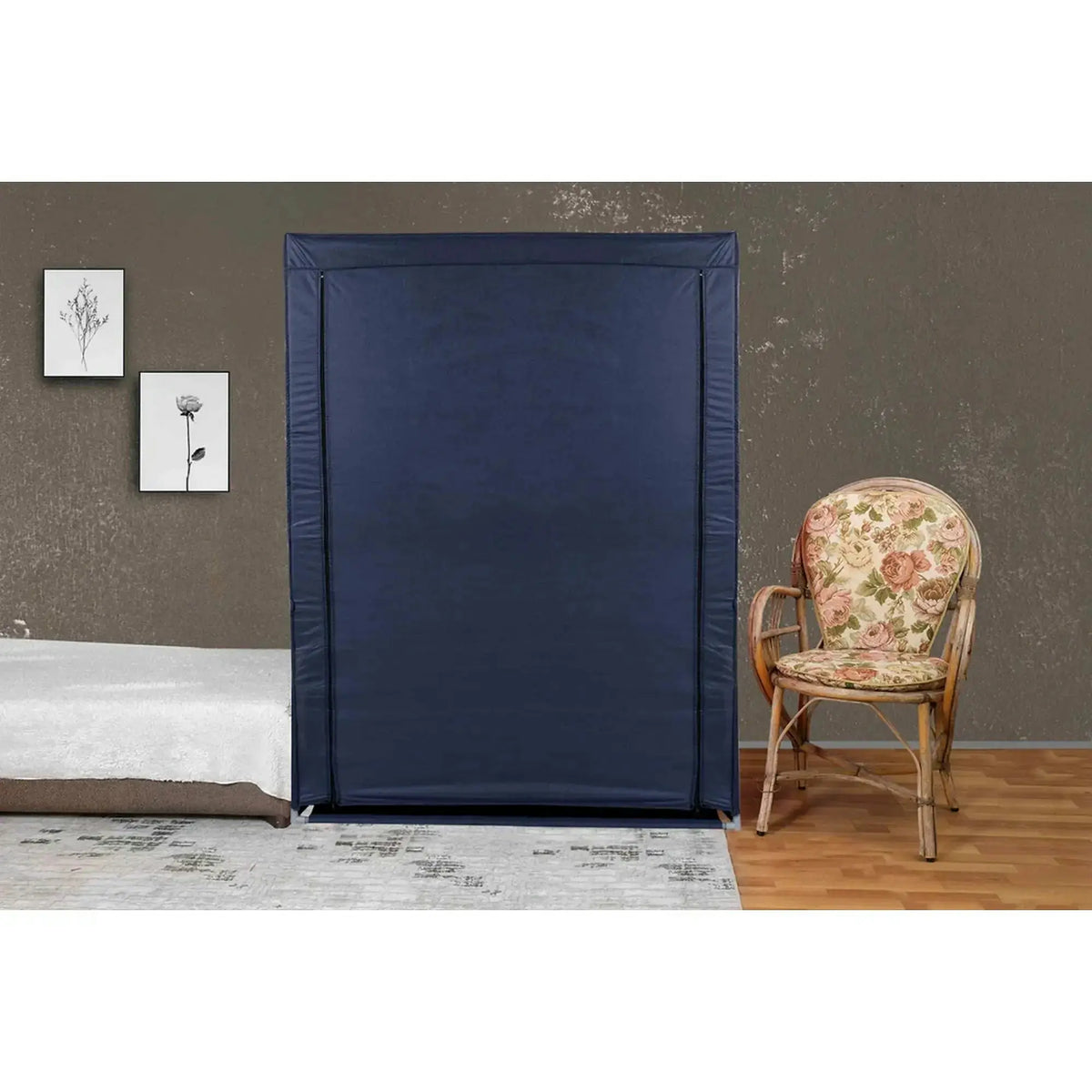 Organizator garderoba 379VLV2207, albastru inchis, material textil/metal, 118x45x158 cm