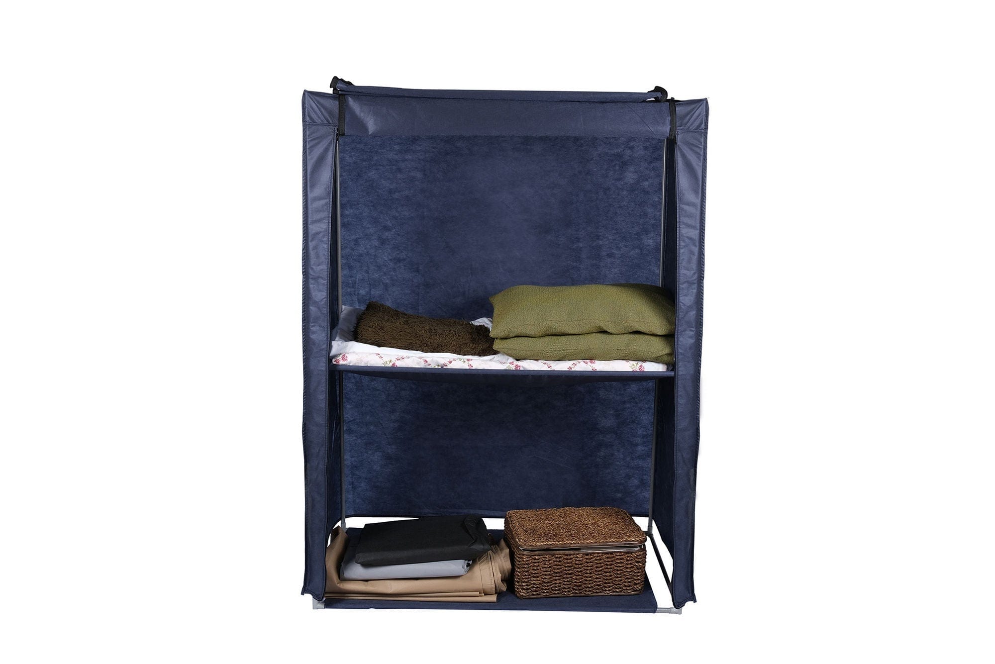 Organizator garderoba 379VLV2207, albastru inchis, material textil/metal, 118x45x158 cm