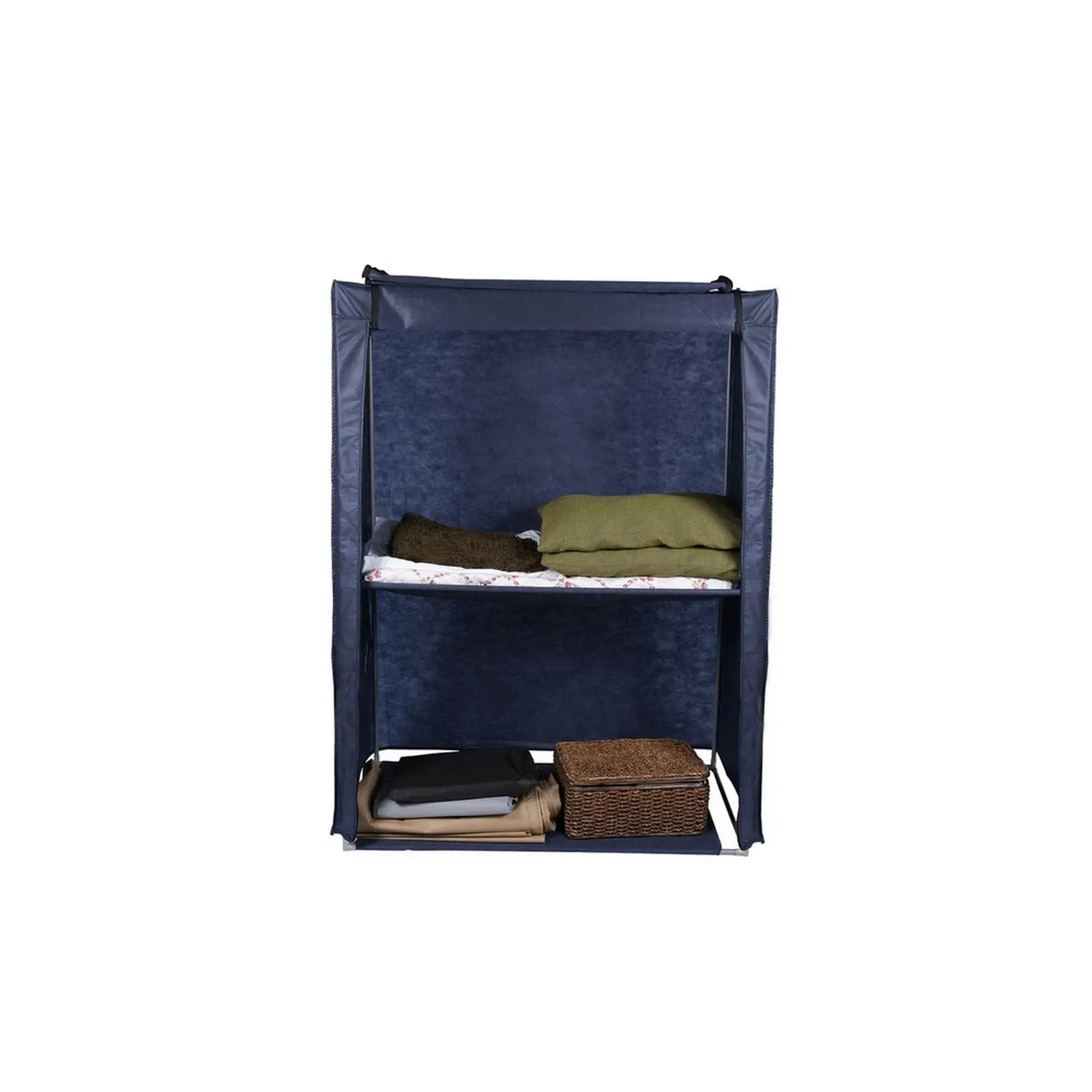 Organizator garderoba 379VLV2207, albastru inchis, material textil/metal, 118x45x158 cm