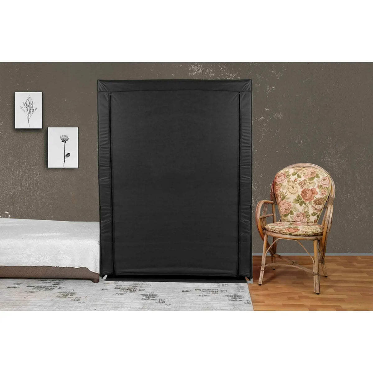 Organizator garderoba 379VLV2208, negru, material textil/metal, 118x45x158 cm