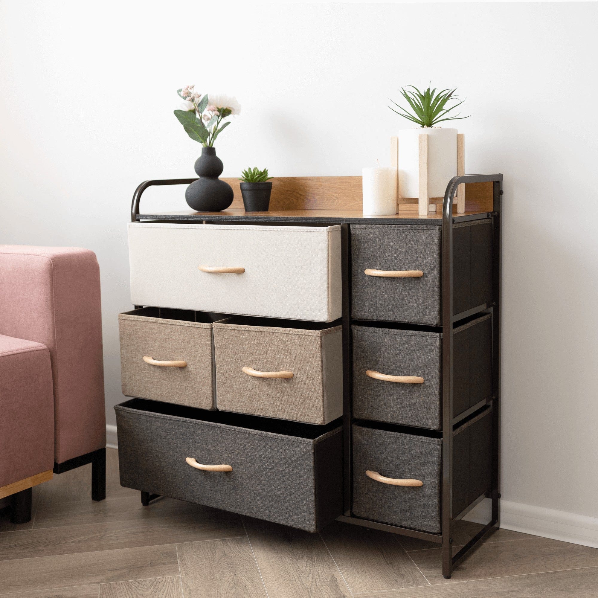 Organizator HAZEL TYP 3, bej/maro/negru, 80x29x79 cm