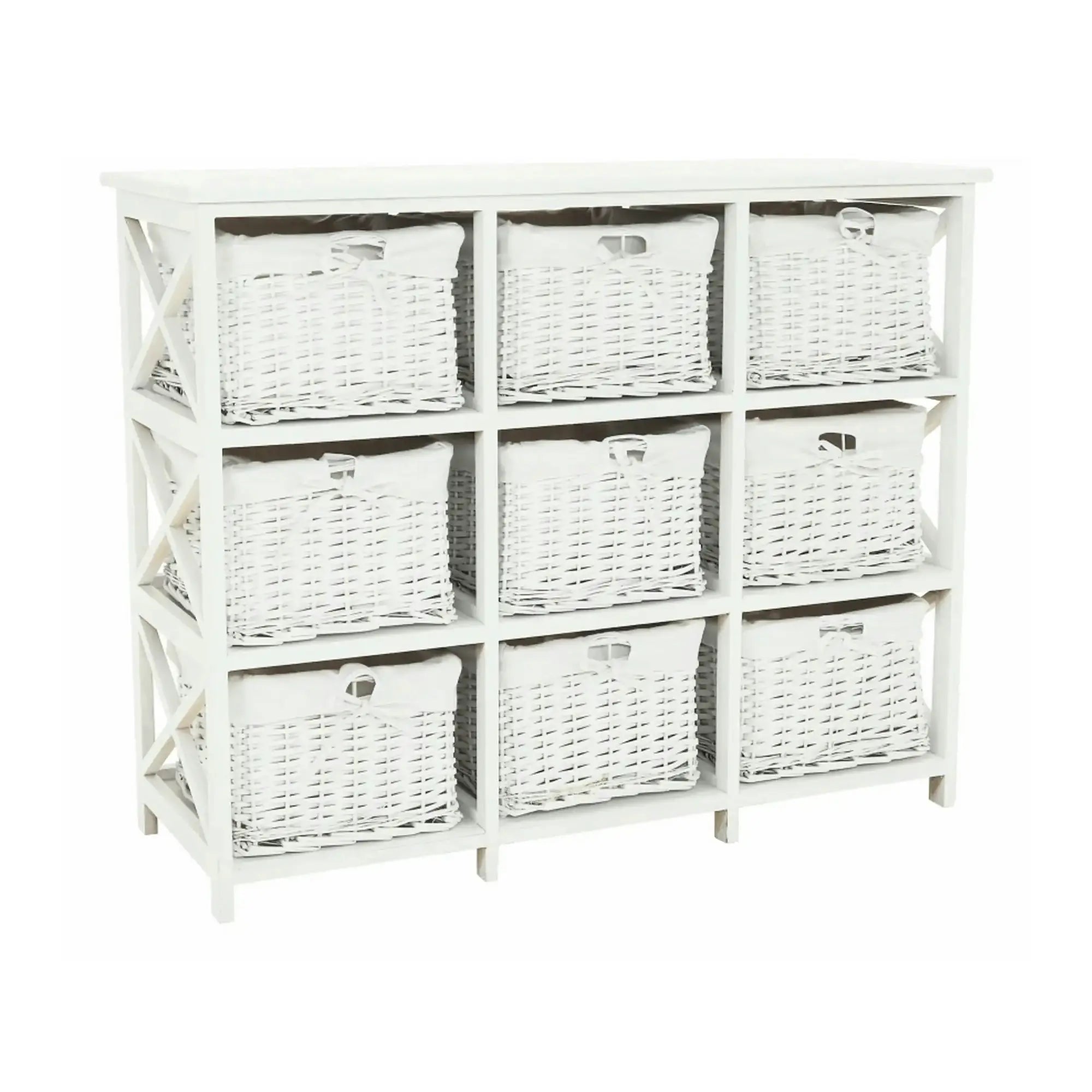 Organizator RAFAELLO 9, alb, material textil/lemn, 94x37x76 cm