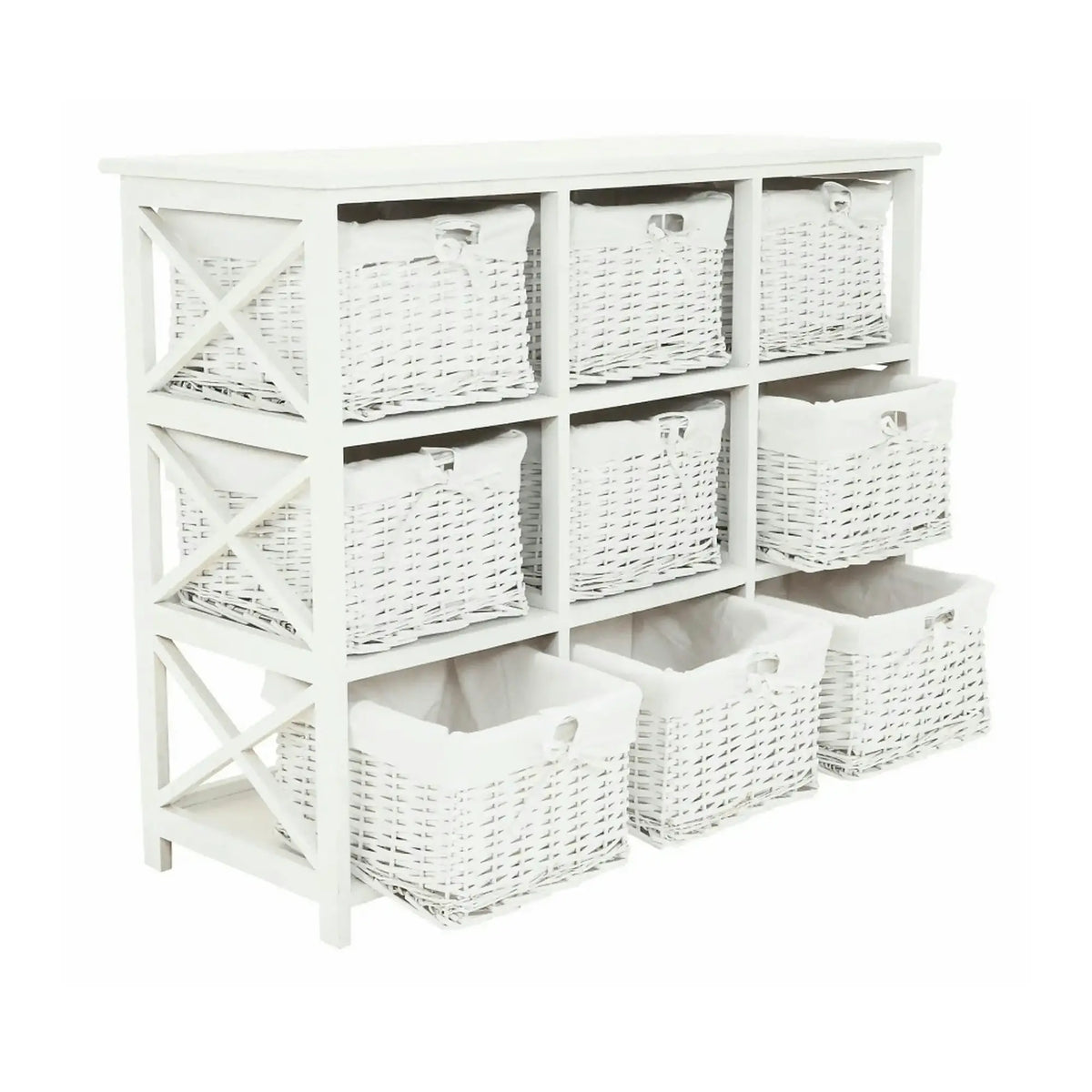 Organizator RAFAELLO 9, alb, material textil/lemn, 94x37x76 cm