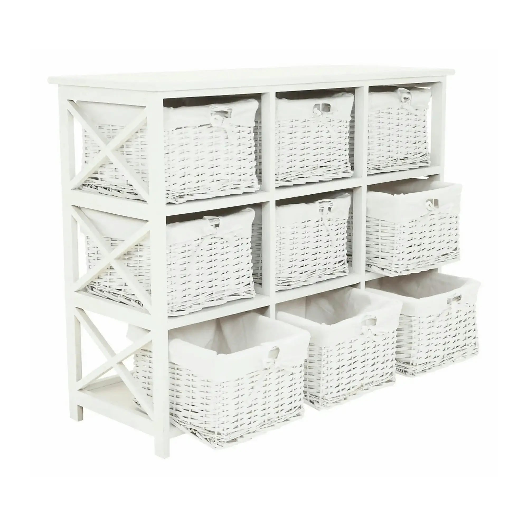Organizator RAFAELLO 9, alb, material textil/lemn, 94x37x76 cm