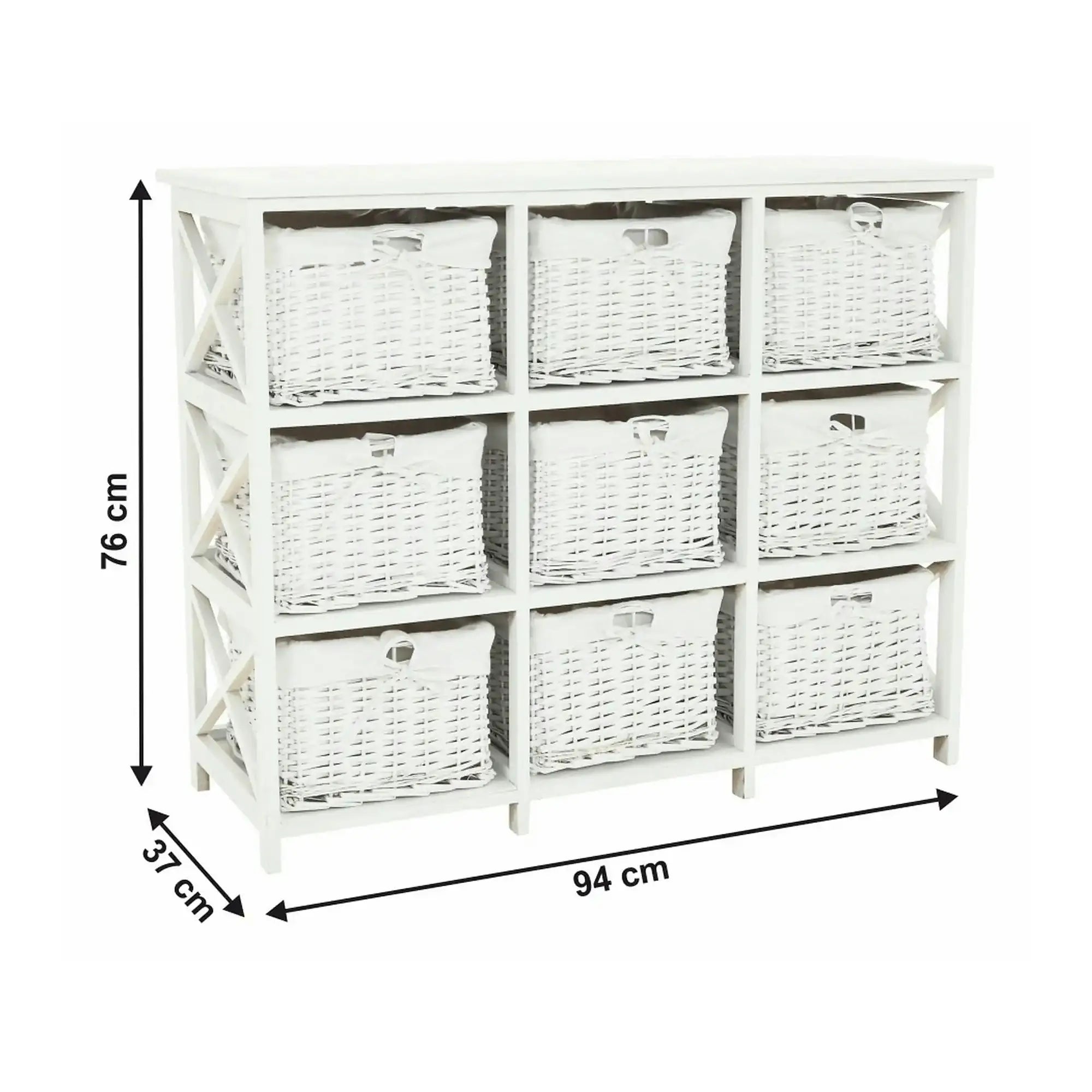 Organizator RAFAELLO 9, alb, material textil/lemn, 94x37x76 cm