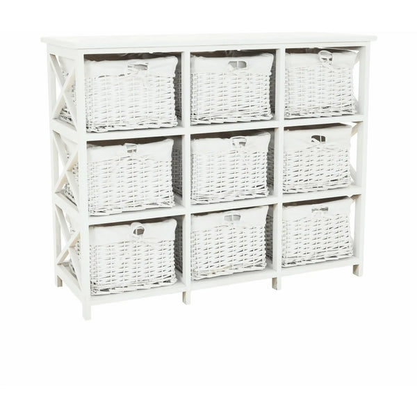 Organizator RAFAELLO 9, alb, material textil/lemn, 94x37x76 cm