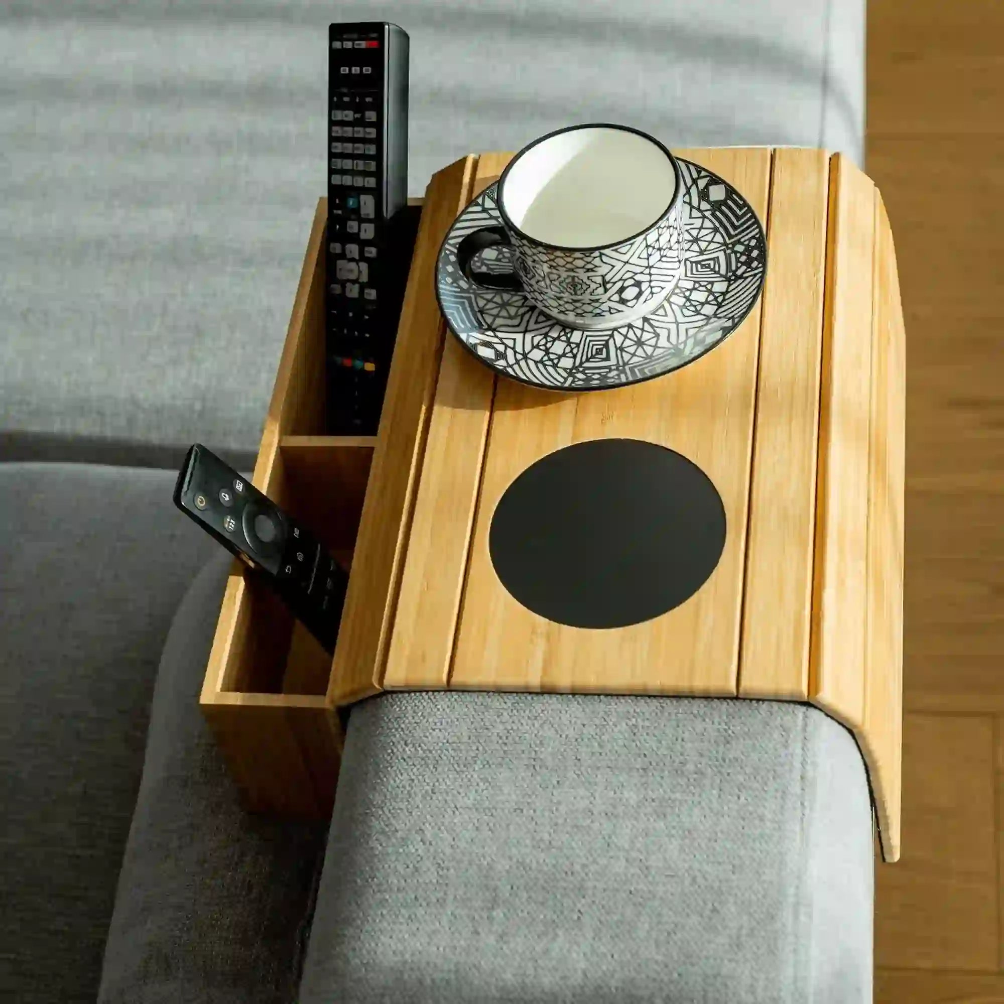 Organizator VISE, stejar/negru, bambus/pasla, 46x32x7 cm